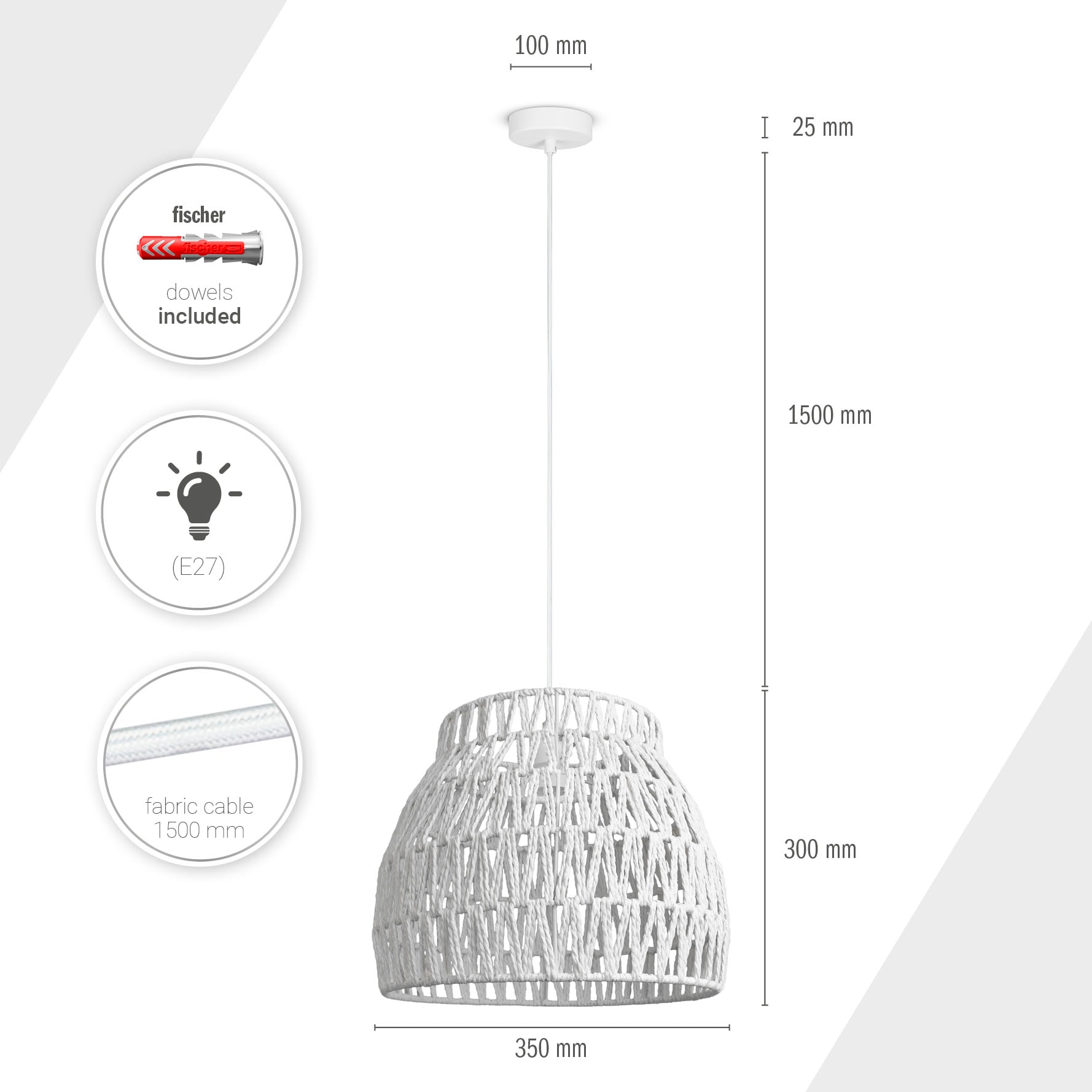 Paco Home Pendelleuchte »HUGO PD1«, 1 flammig, Leuchtmittel E27 | ohne Leuchtmittel