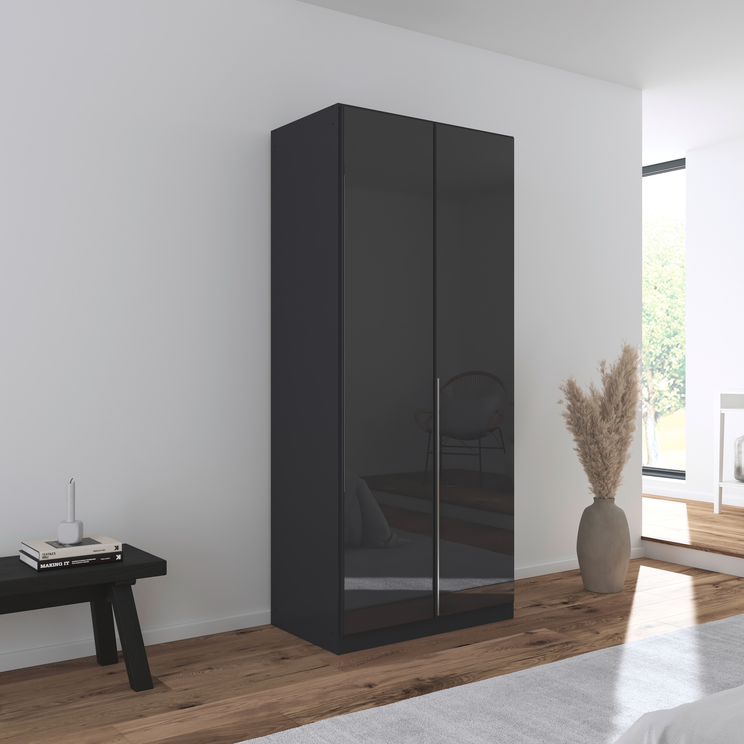 rauch Drehtürenschrank »Kleiderschrank Kleiderschränke Schrank Garderobe AGORDO mit Glasfront« in zwei Griff-Farben, Breiten 91-360 cm,  durchdachte Innenausstattung, in 7 Breiten und 2 Höhen MADE IN GERMANY