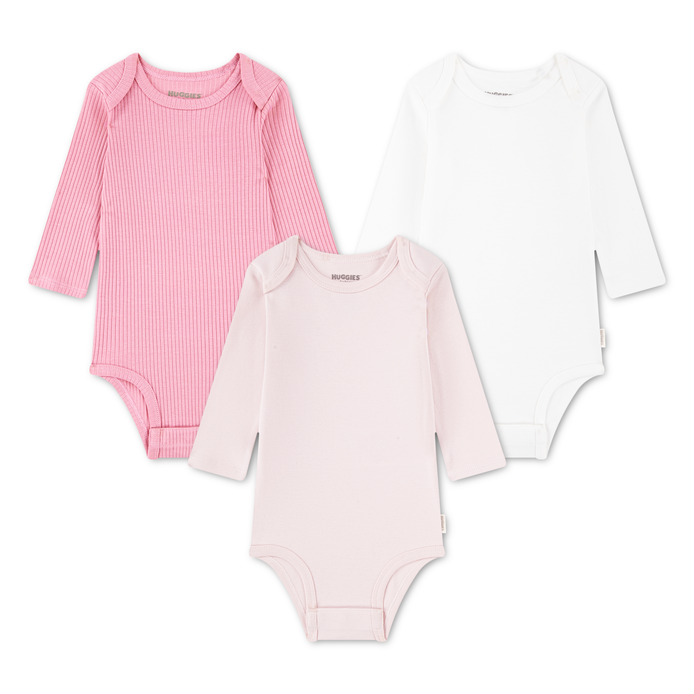 HUGGIES babywear Langarmbody »HUGB 3PK BODYSUIT« Packung, 3 Stk. 3er-Pack, in Ripp-Optik
