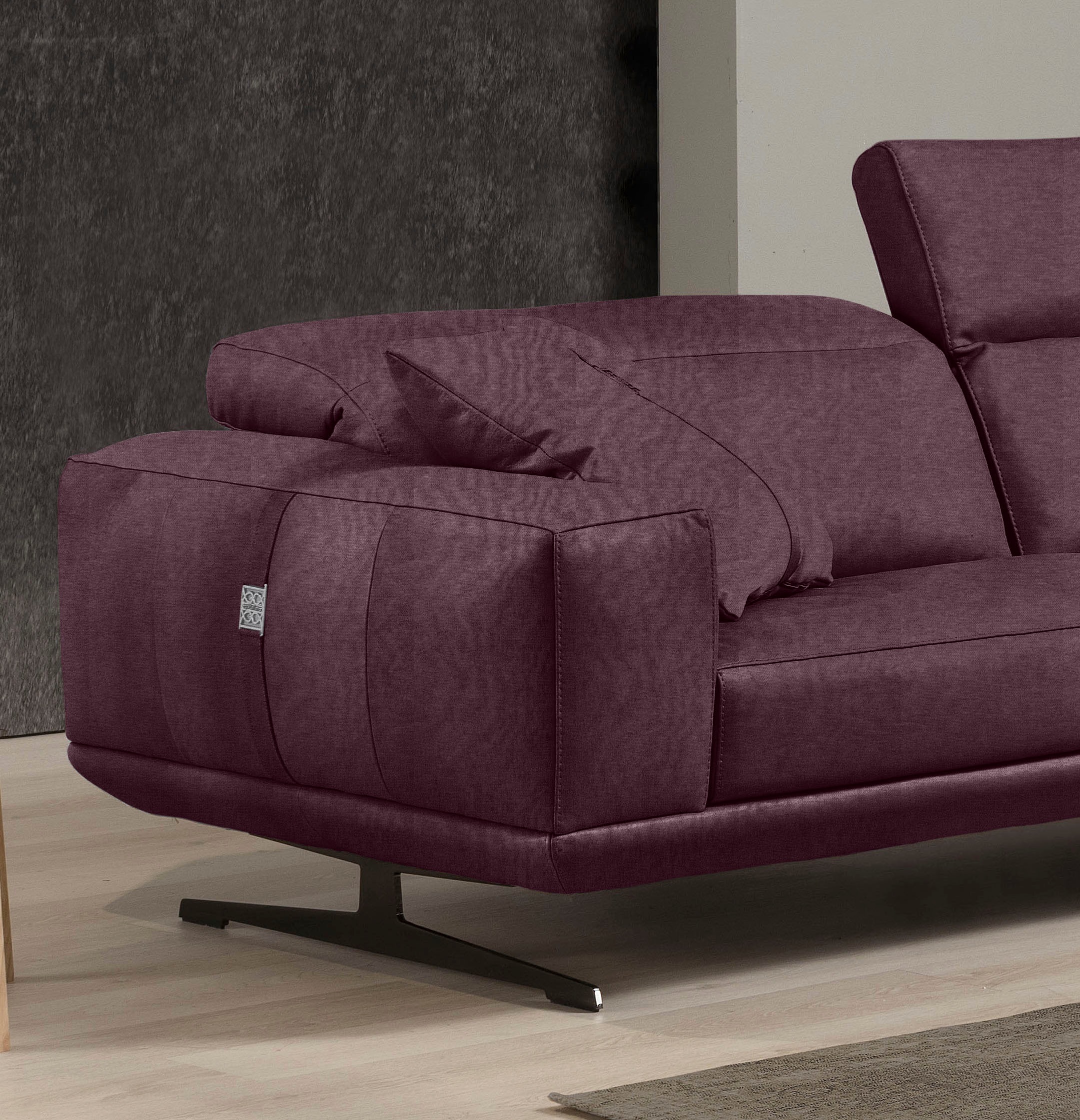 Egoitaliano 2,5-Sitzer »Gloria, super bequem und hochwertige Verarbeitung, edles Design«, beidseitig verstellbare Rückenelemente, mit Metallfüßen