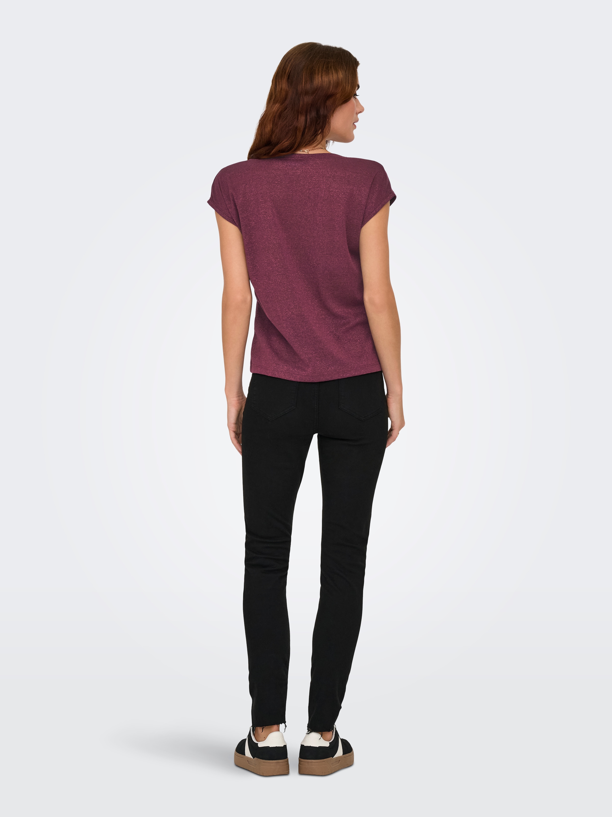 ONLY Kurzarmshirt »ONLSILVERY S/S V NECK LUREX TOP JRS NOOS«