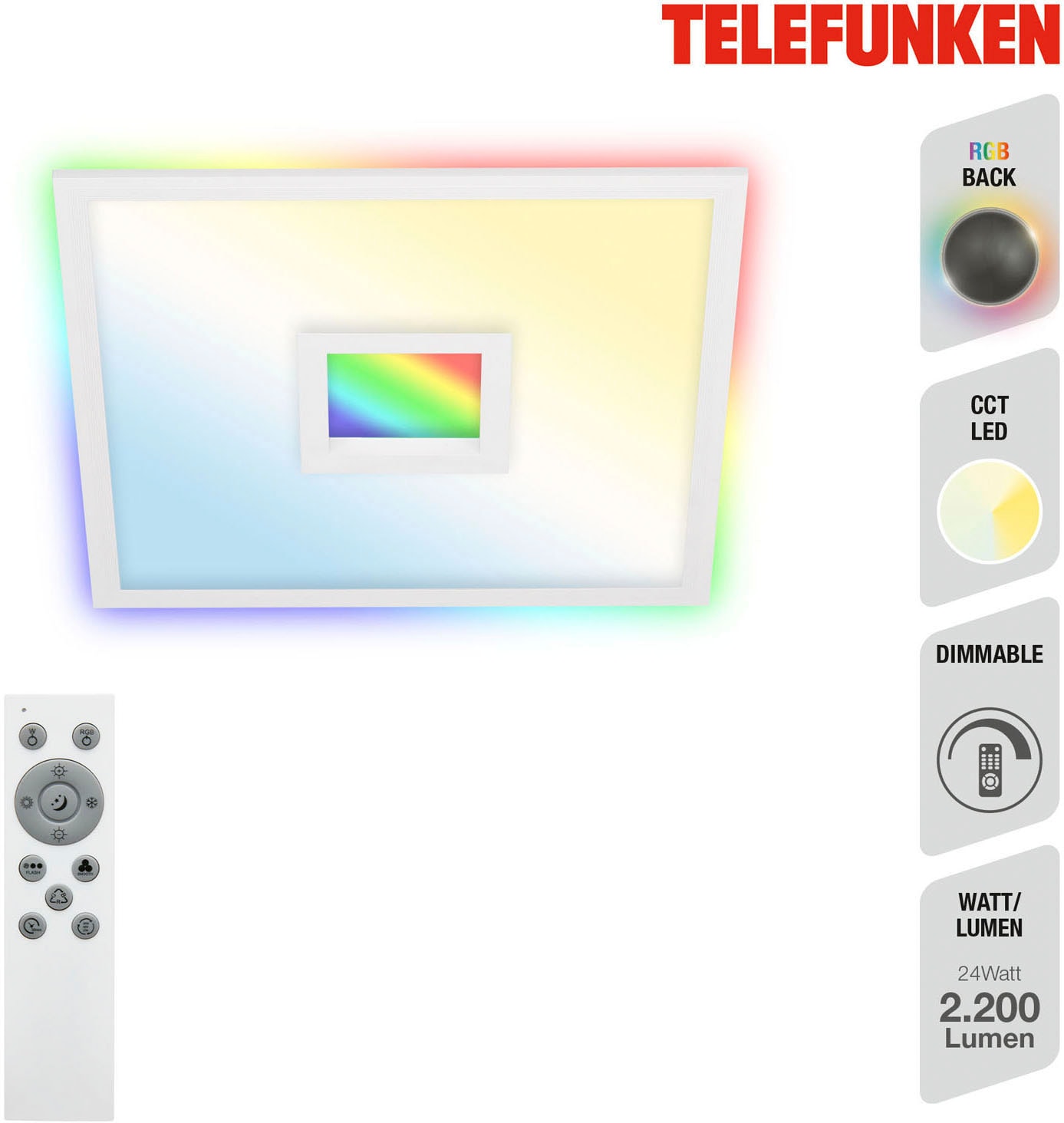 Panel »CCT LED Panel CENTERBACK«, Deckenleuchte, RGB, Backlight, CCT, inkl....
