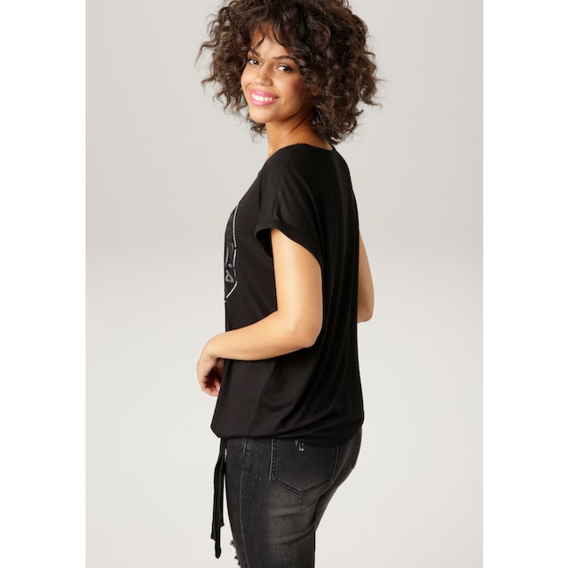 Aniston CASUAL T-Shirt, mit silberfarbenen Glitzersteinchen und Frontdruck  bestellen im OTTO Online Shop