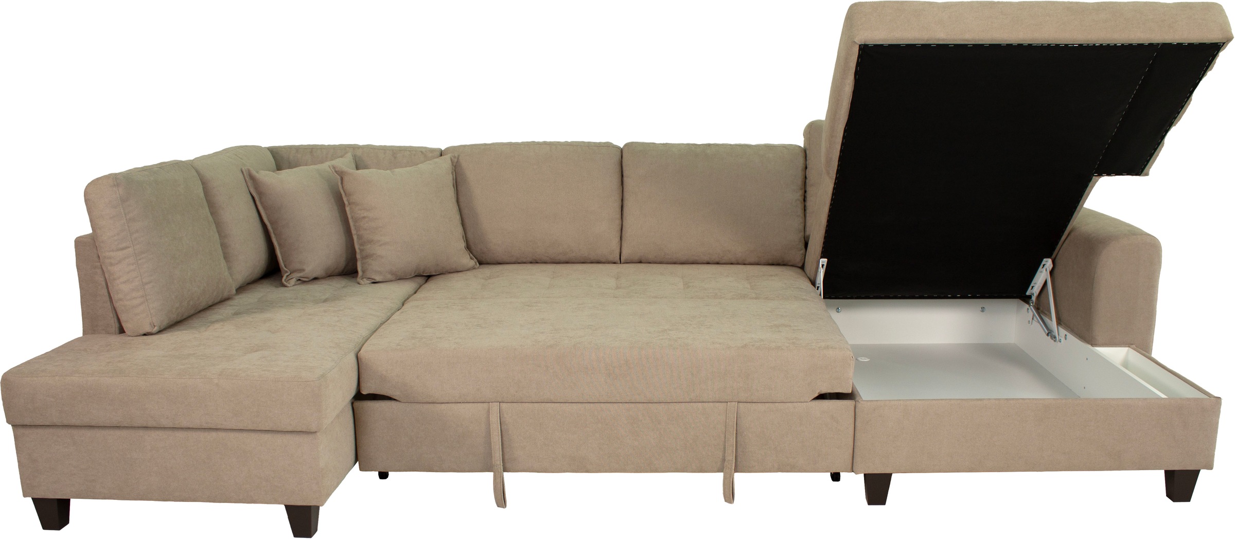 Trends by HG Wohnlandschaft »Moritz, U-Form« inkl. Bettfunktion und Bettkasten, inkl. 2 Zierkissen