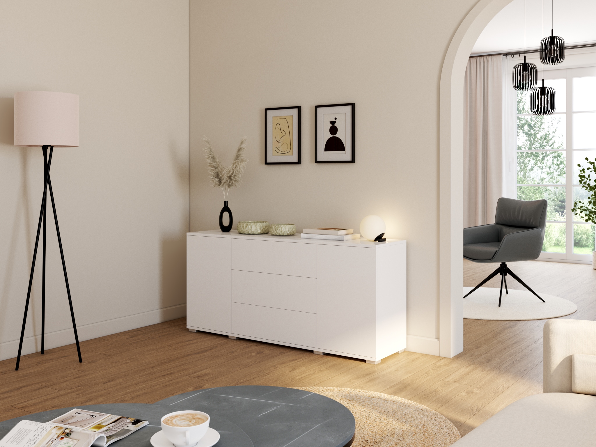 my home Tischleuchte »Nymölla« E14 Tischleuchte mit großer Glaskugel, amberfarben oder opal matt weiß