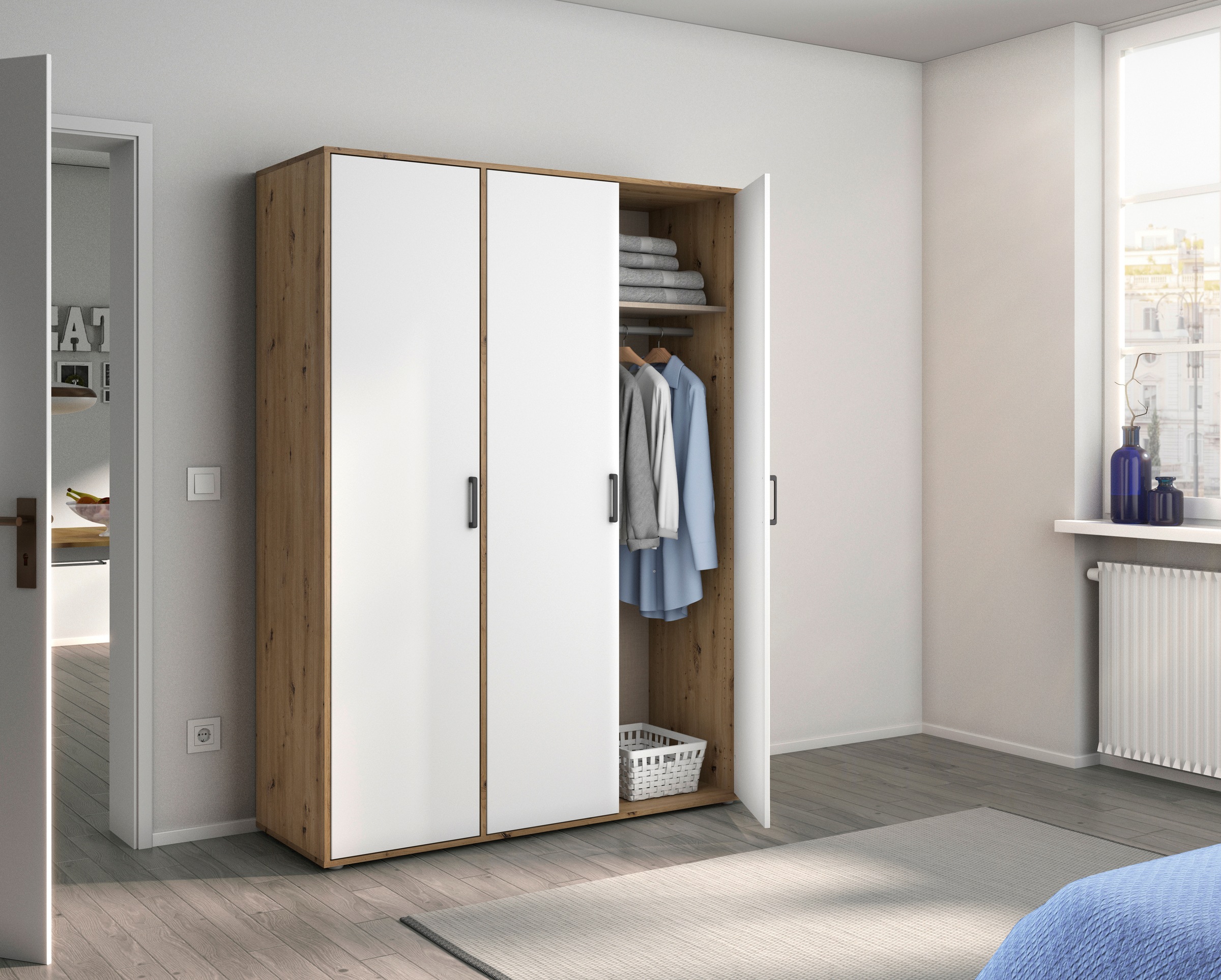 rauch Kleiderschrank »VOYAGER Otto´s Choice Garderobe Wäscheschrank TOPSELLER Schlafzimmer«, (in 3 verschiedenen Ausstattungen BASIC/CLASSIC/PREMIUM), Schrank mit modernen Griffen in viel Stauraum MADE IN GERMANY