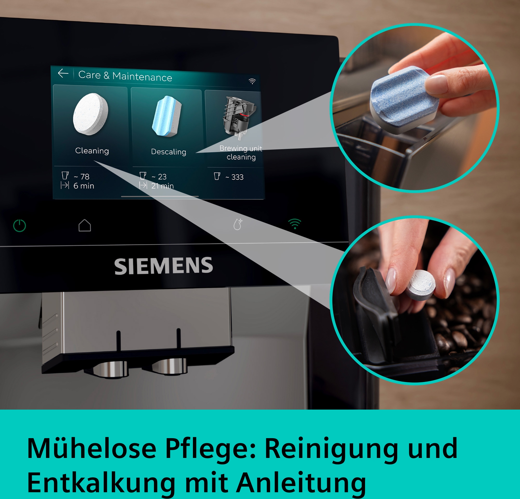 SIEMENS Kaffeevollautomat »TP725ET7« farbiges Full-Touch-Display, Doppeltassenfunktion, sehr leise, silber