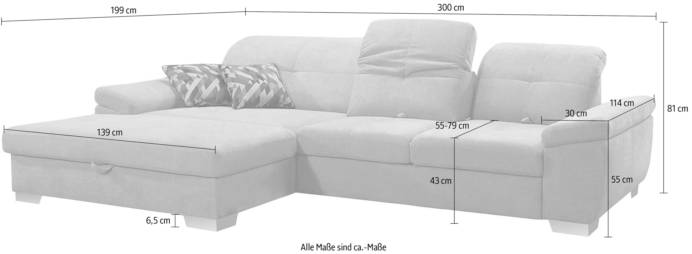 alina Ecksofa »Tessa«, inkl. Sitztiefenverstellung, wahlweise mit Bettfunktion und Bettkasten