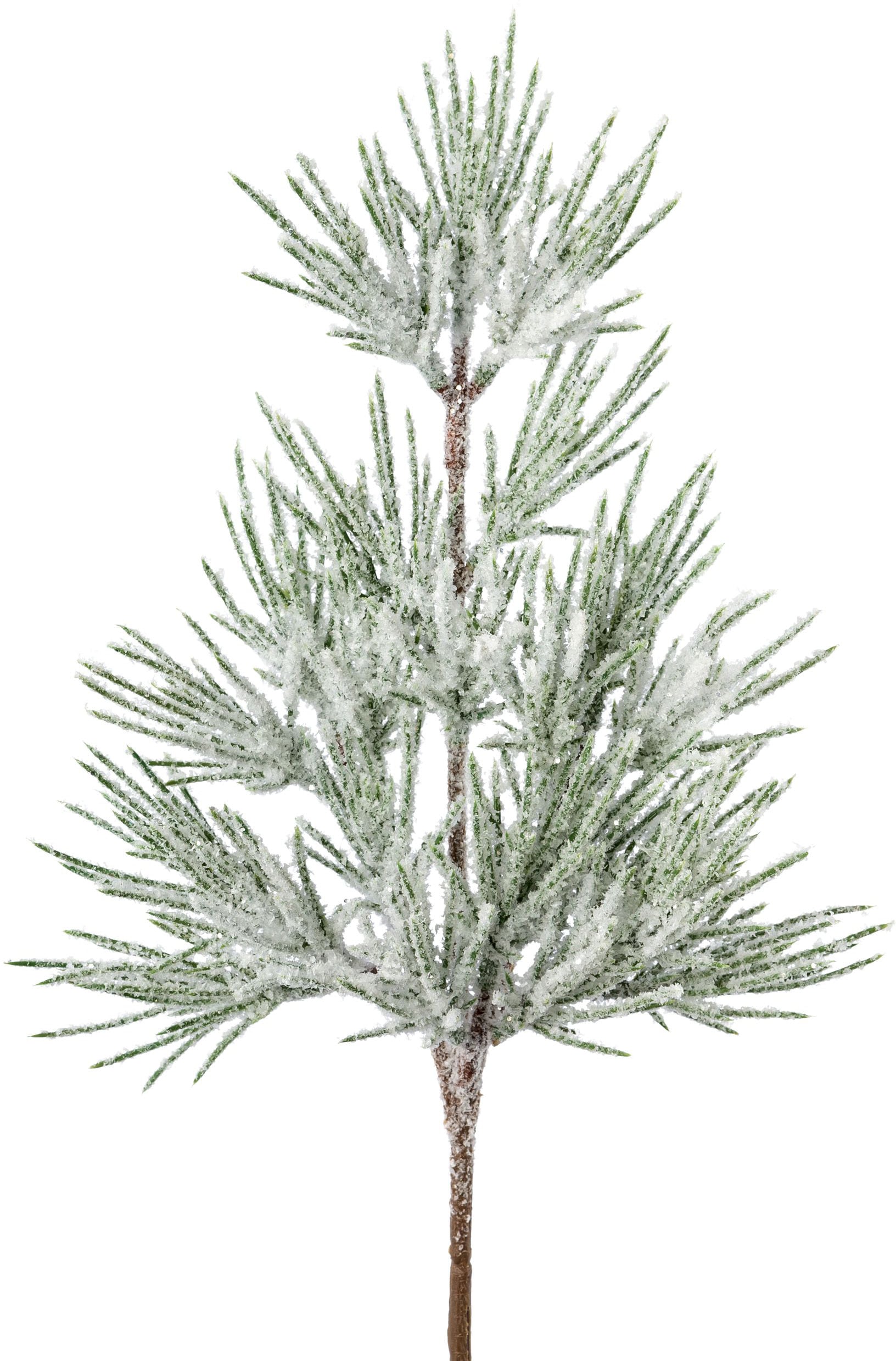 Creativ green Winterliche Kunstpflanze »Weihnachtsdeko«, Zweig mit künstlichem Schnee bedeckt, 6er-Set