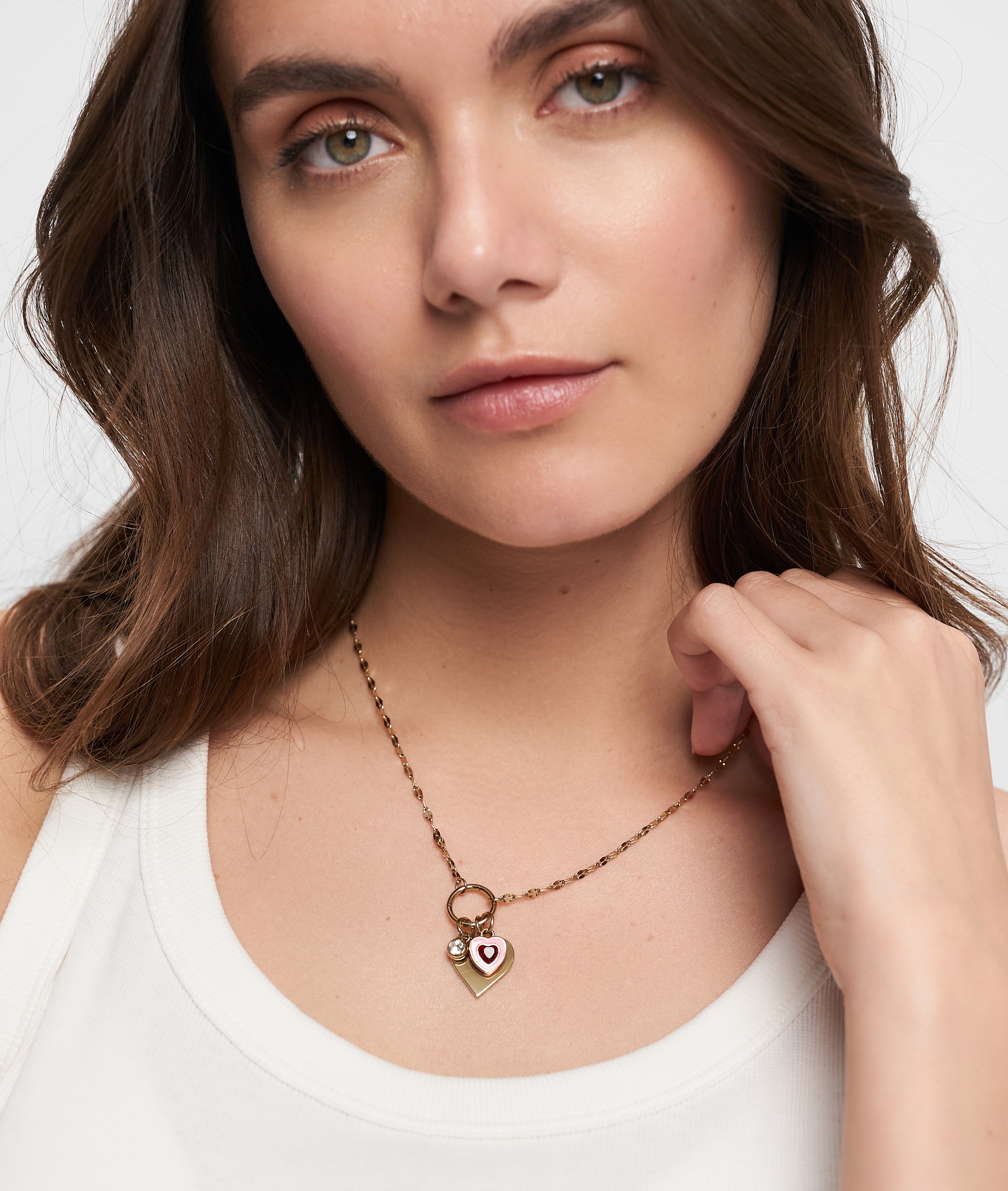 Tamaris Anhänger Set »Schmuck Geschenk 3er Anhänger Bundle, Herzen« (Set, 3 tlg. tlg.)  mit Glasstein und Emaille