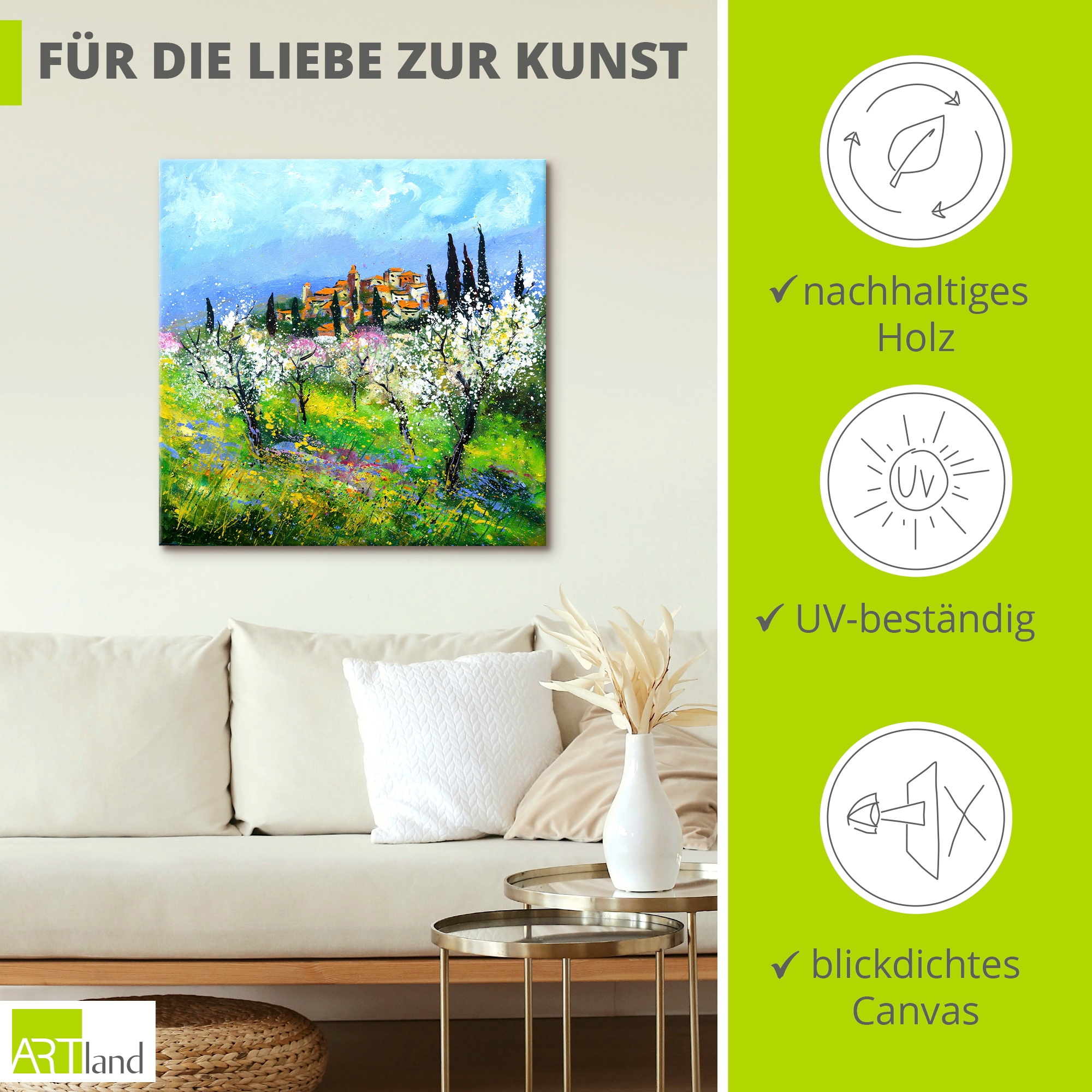 Artland Wandbild »Spring in Provence« Wiesen & Baumbilder 1 Stk. tlg. als Alubild, Leinwandbild, Poster, Wandaufkleber in verschied. Größen