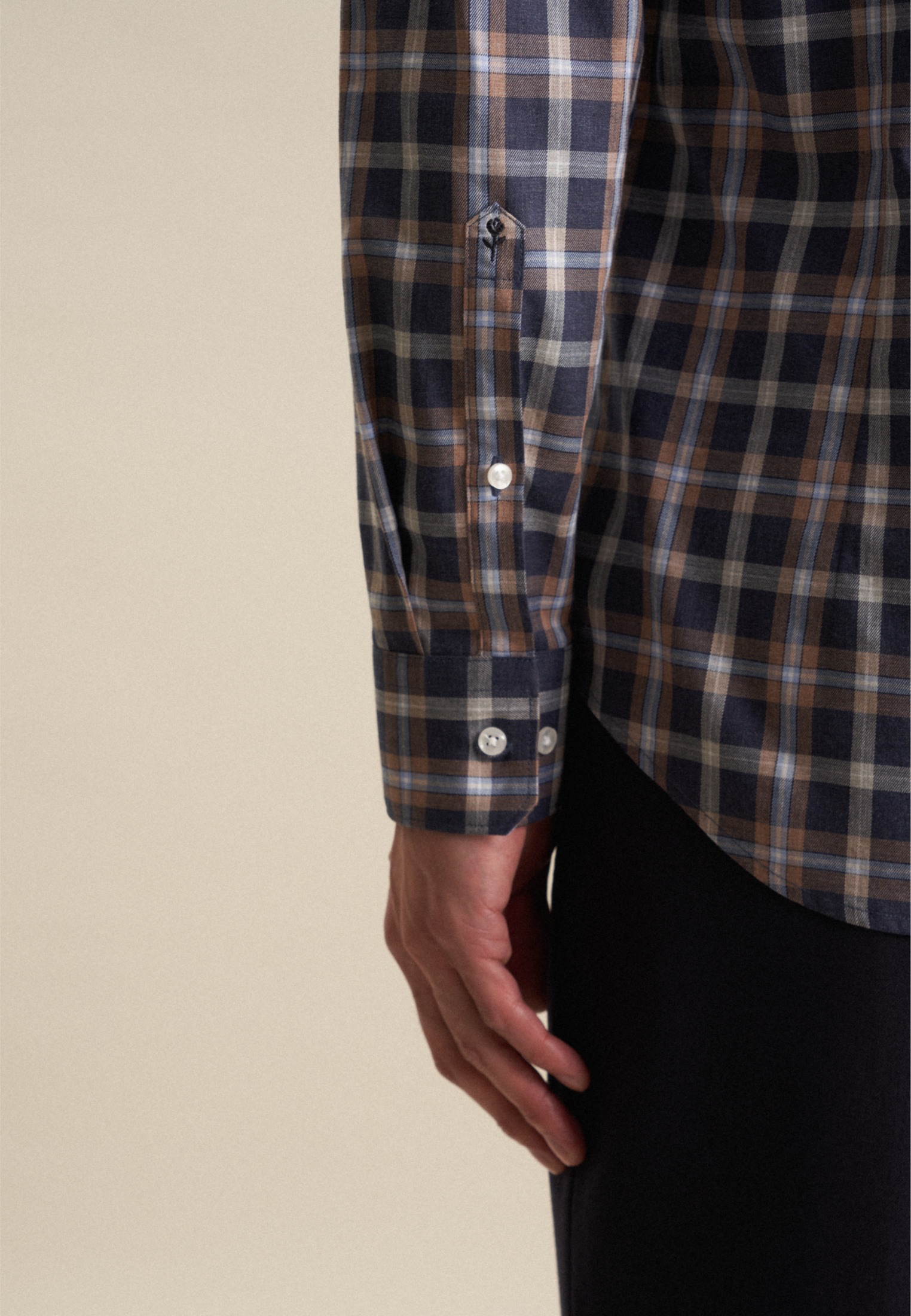 seidensticker Flanellhemd »Shaped«, Shaped Langarm Button-Down-Kragen Karo