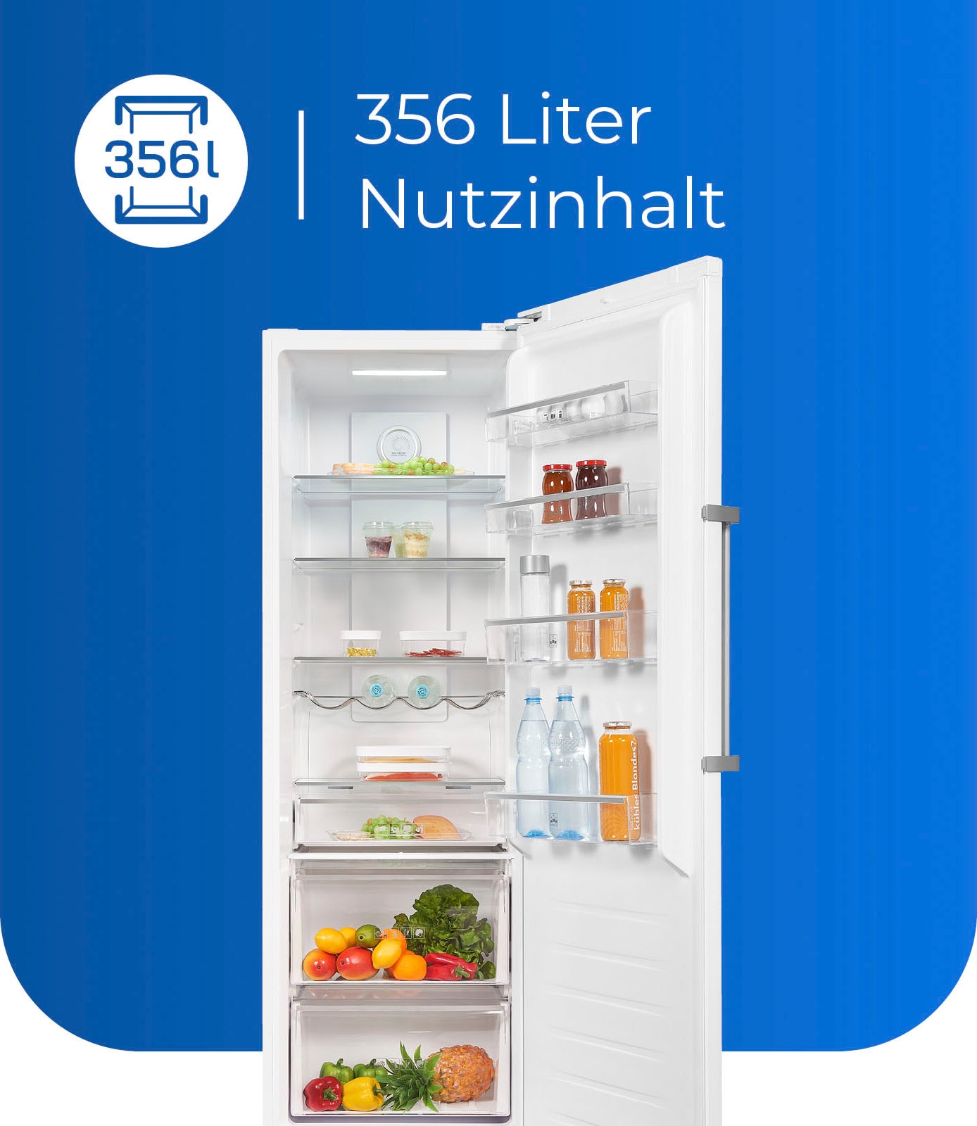 exquisit Vollraumkühlschrank »KS360-V-HE-040D«, 359 Liter Nutzinhalt, NoFrost, Display