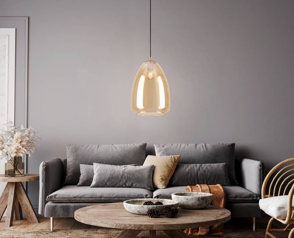 EGLO Hängeleuchte »ALOBRASE Pendellampe, Stahl und Glas, Esstischlampe, E27, IP20, Lampe«, 1 flammig, Leuchtmittel E27 | ohne Leuchtmittel, Elegante Hängelampe für Esszimmer, Küche oder Wohnzimmer