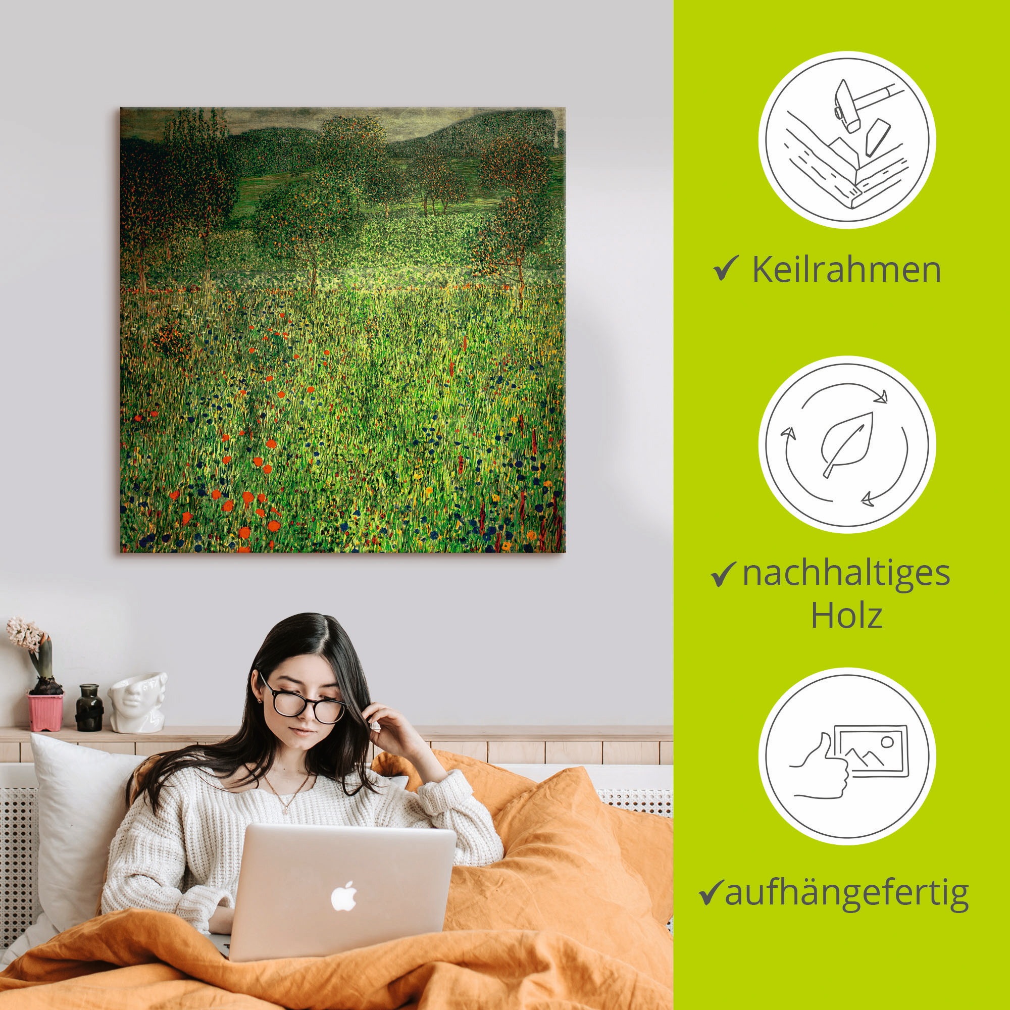 Artland Leinwandbild »Gartenlandschaft«, Wiesen & Bäume, (1 St.), auf Keilrahmen gespannt