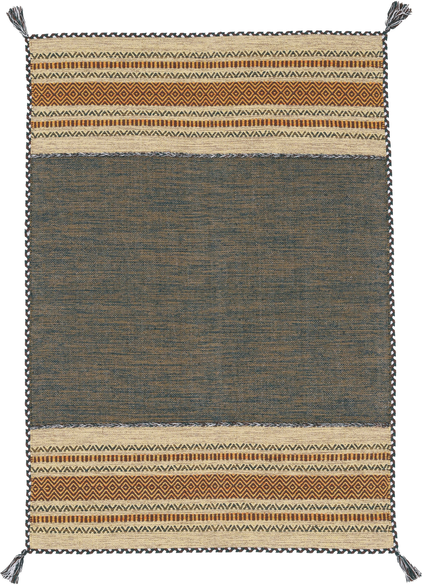 carpetfine Teppich »Kelim Azizi«, rechteckig, bei Wohnzimmer Wendeteppich mit online OTTO Baumwolle, Fransen
