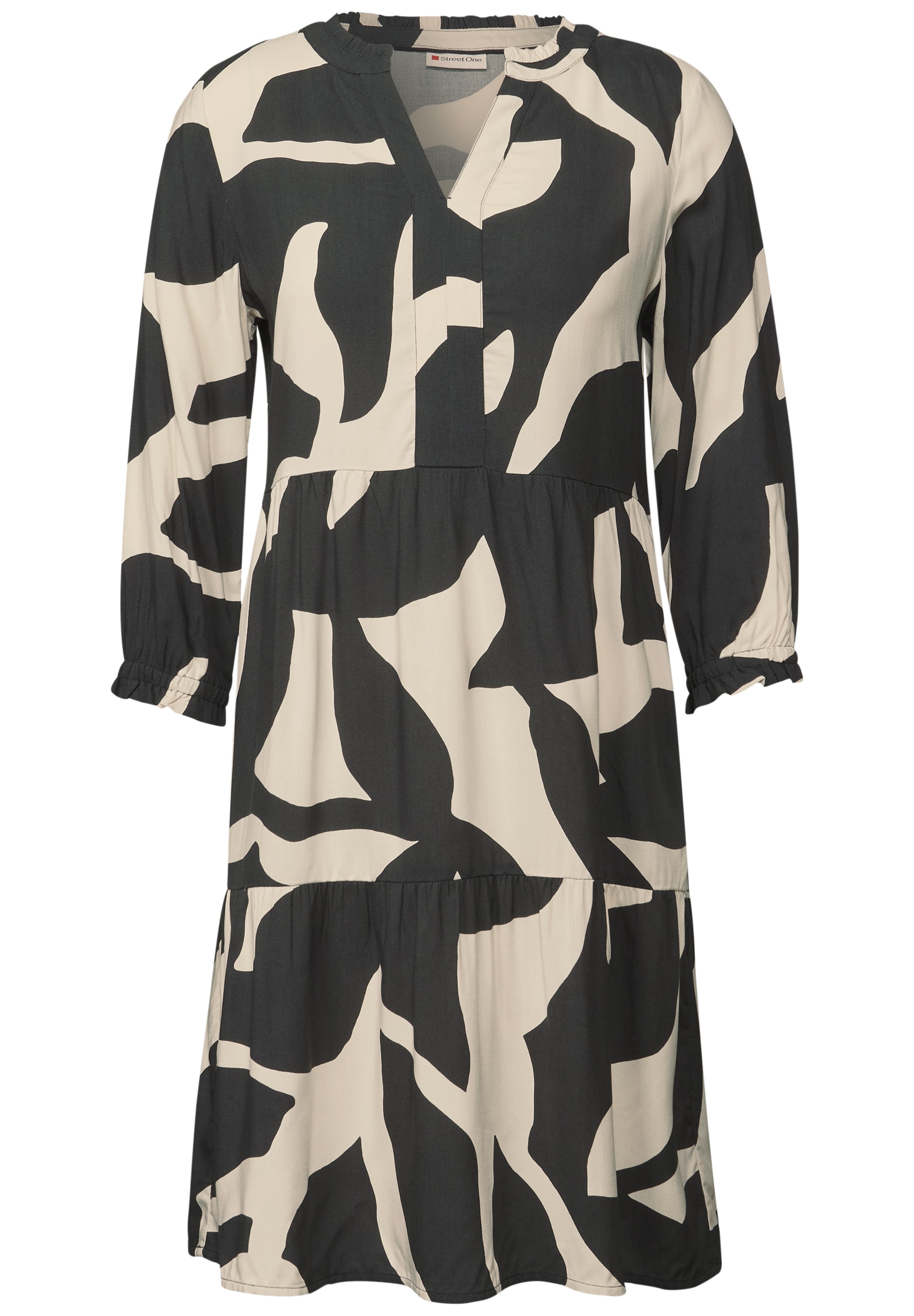 STREET ONE Midikleid, mit Volants und grafischem Muster