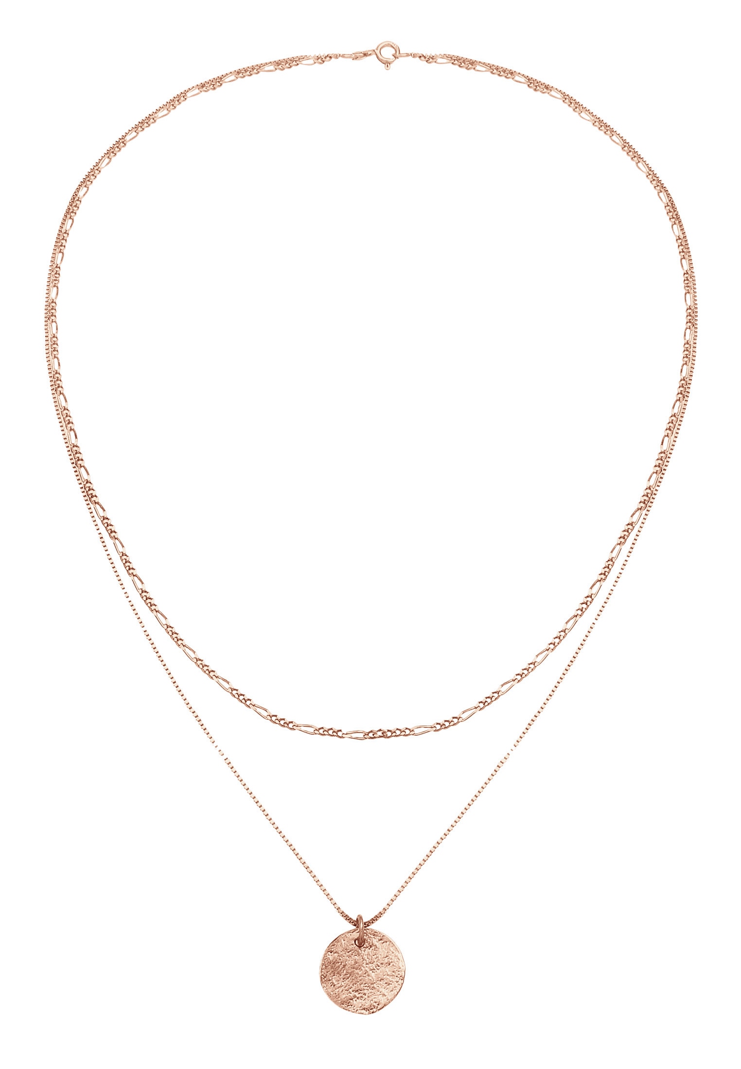 Elli Kette ohne Anhänger »Halskette Elli Halskette Layer Plättchen Figaro Boho 2-lagig 925 Silber«