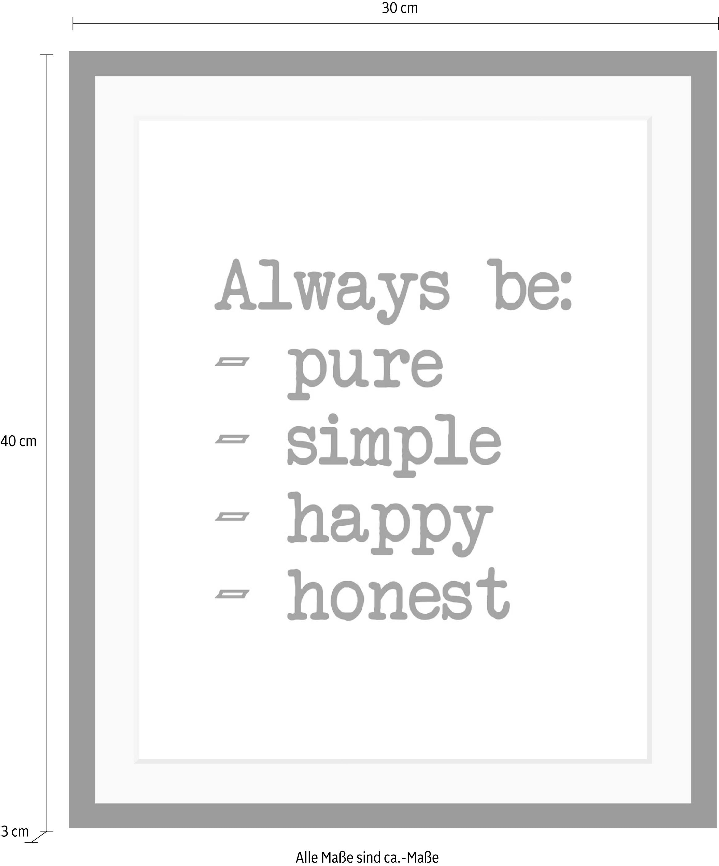 queence Bild »Aufzählung« Motivationsbilder | Schriftzug | Schwarz-Weiß HD Premium Poster-Druck inkl. Holzrahmen