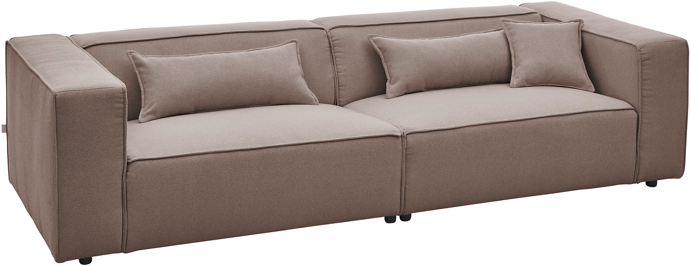 LeGer Home by Lena Gercke 3-Sitzer »PIARA, Couch mit Kedernaht, Sofa in Cord, Leinenoptik o. Strukturstoff«, schwarze Füße, bequemer Sitzkomfort