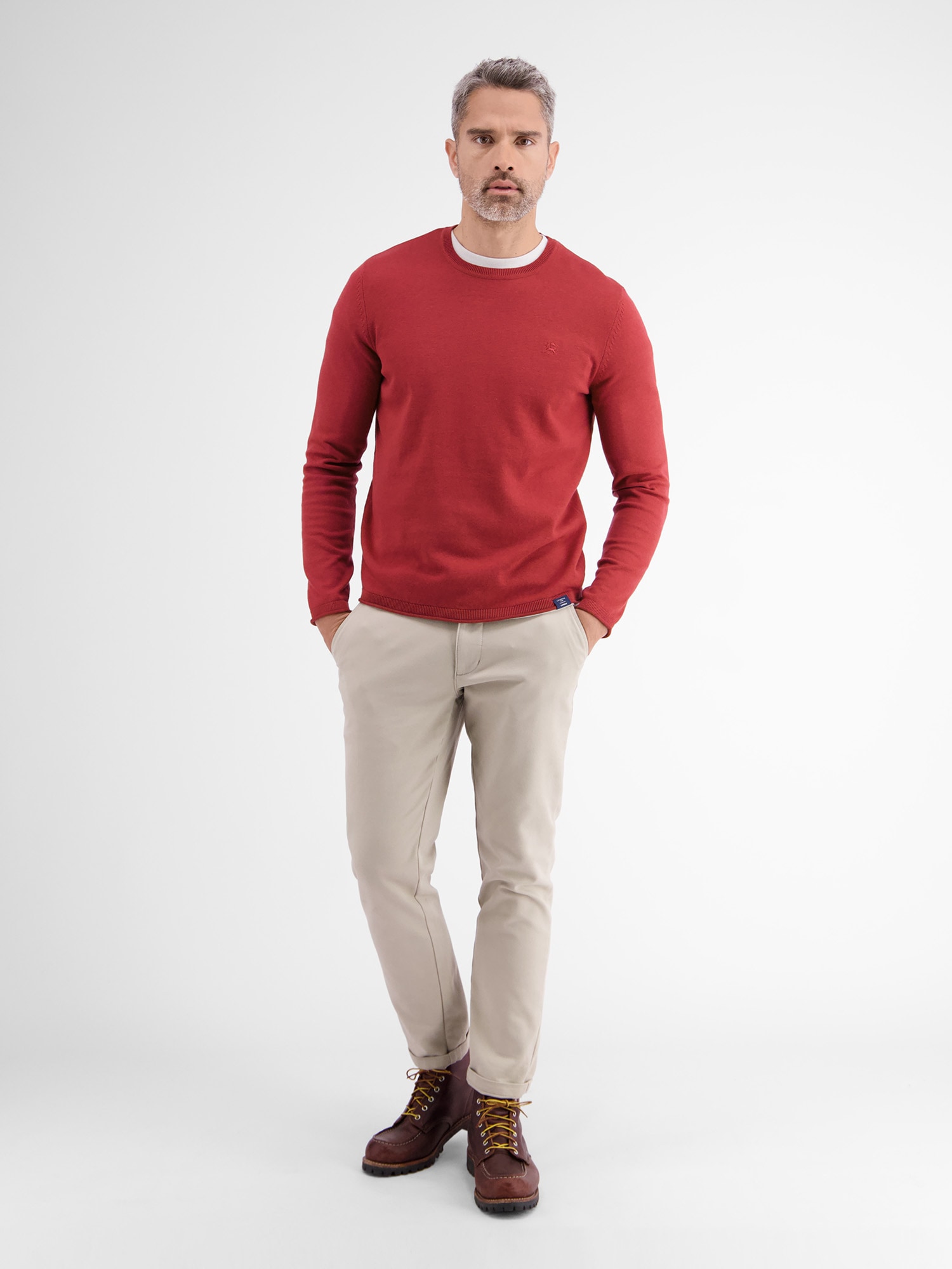 LERROS Strickpullover »LERROS Rundhalspullover, Flachstrick«