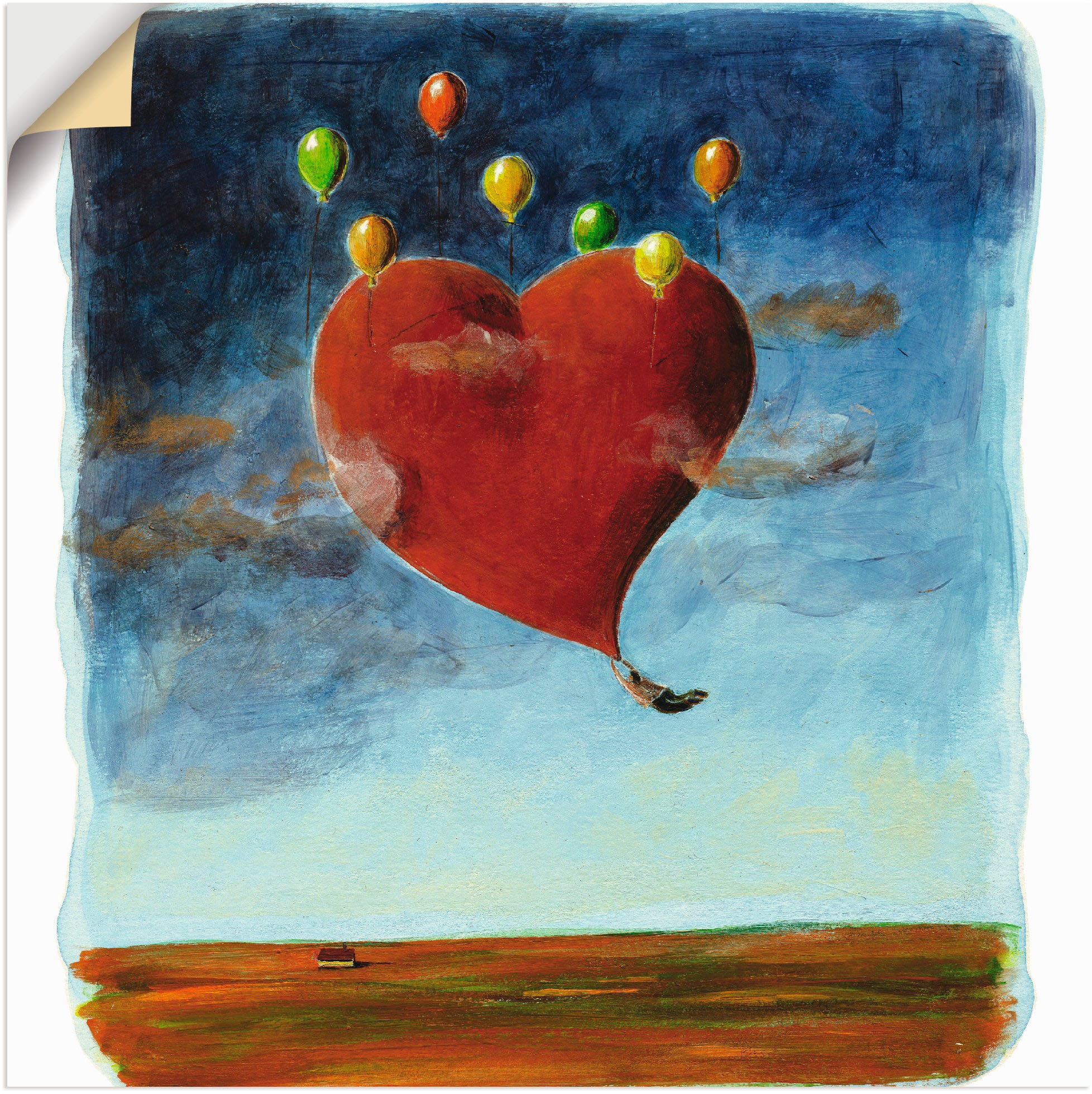 Artland Wandbild »Fliegendes Herz«, Herzen, (1 St.), in vielen Größen & Produktarten -Leinwandbild, Poster, Wandaufkleber / Wandtattoo auch für Badezimmer geeignet