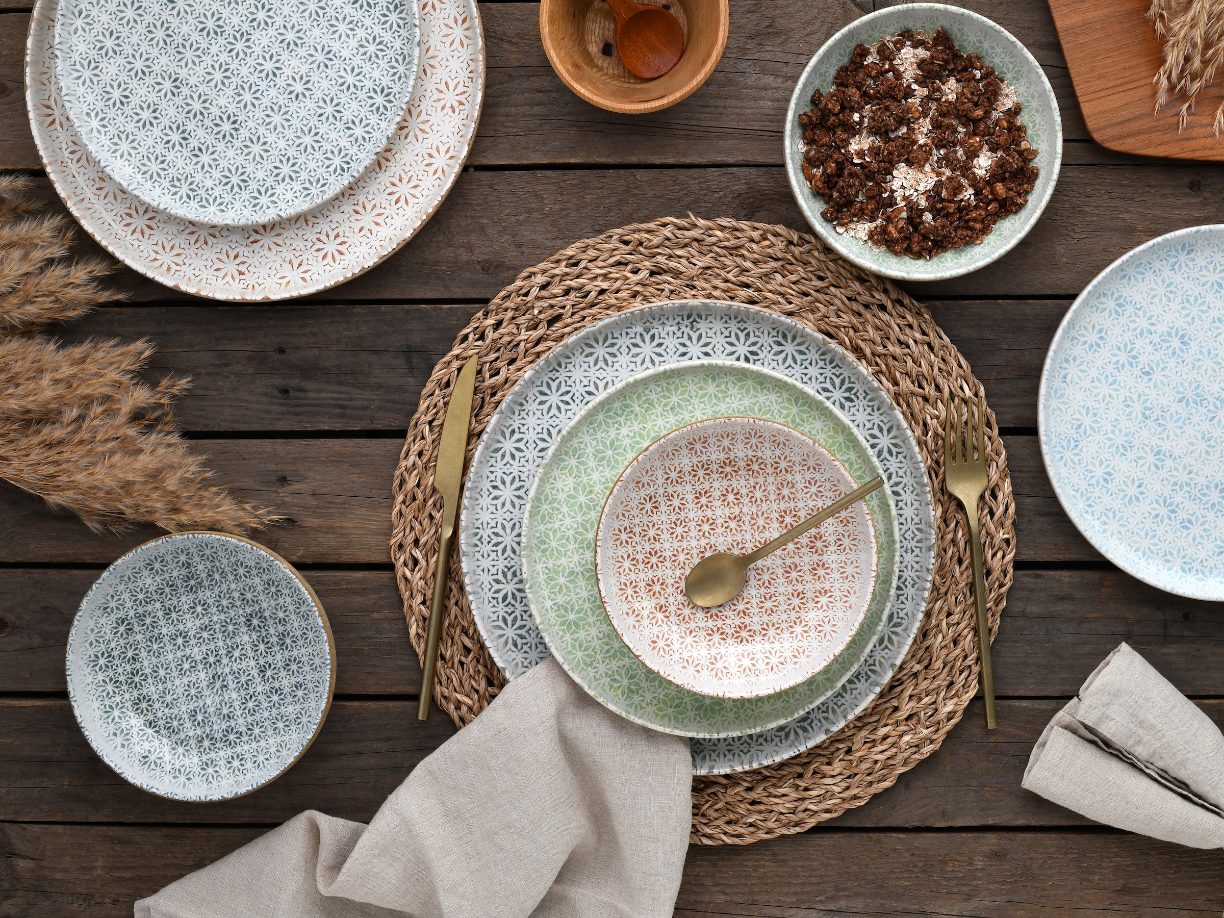 CreaTable Teller-Set »Uno Emiliana, Tellerset 12-tlg« Shabby Look, Vintage Style