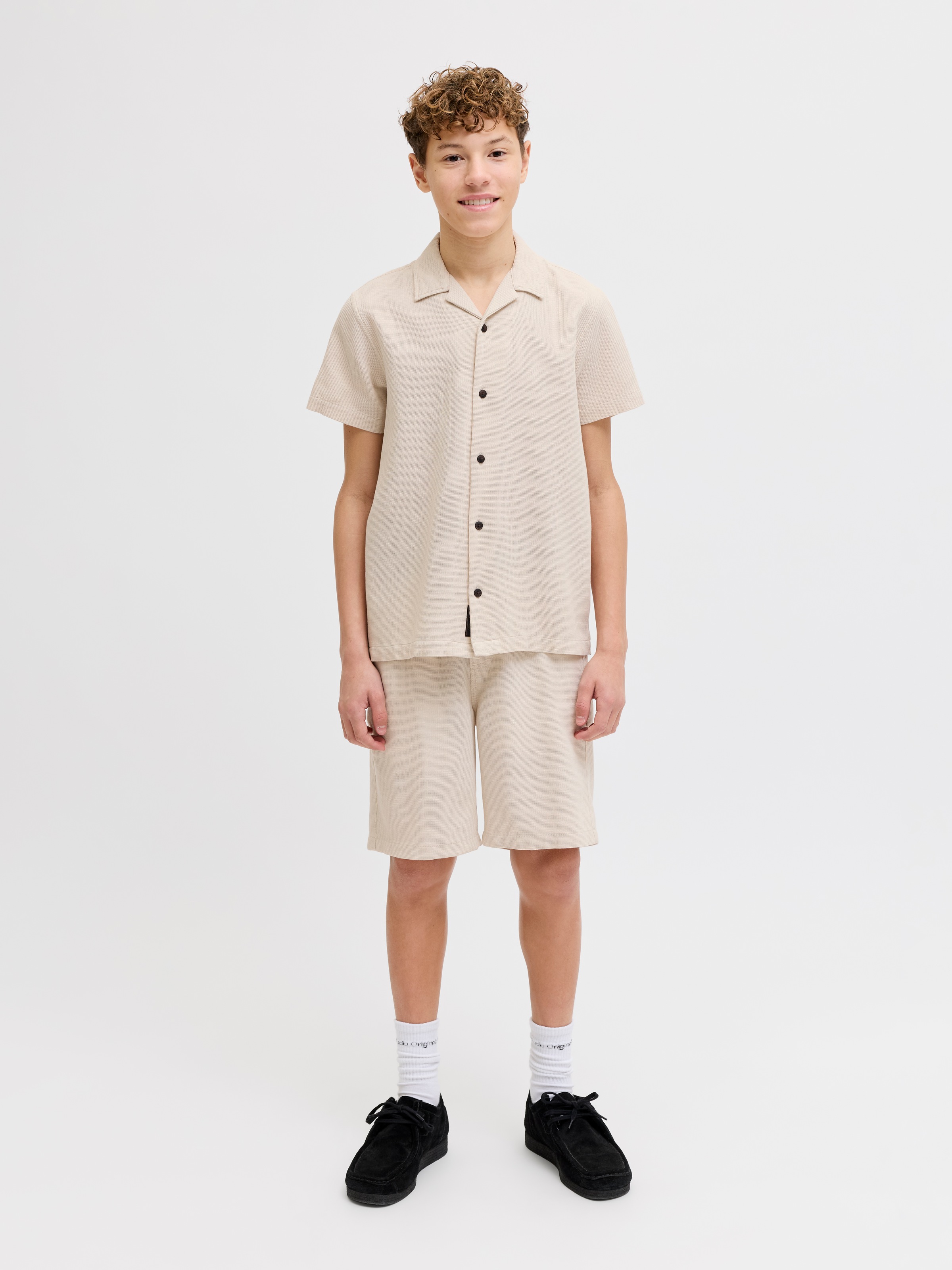 Jack & Jones Junior Kurzarmhemd »JJGLOBAL WAFFLE RESORT SHIRT SS JNR« Baumwolle, locker geschnitten