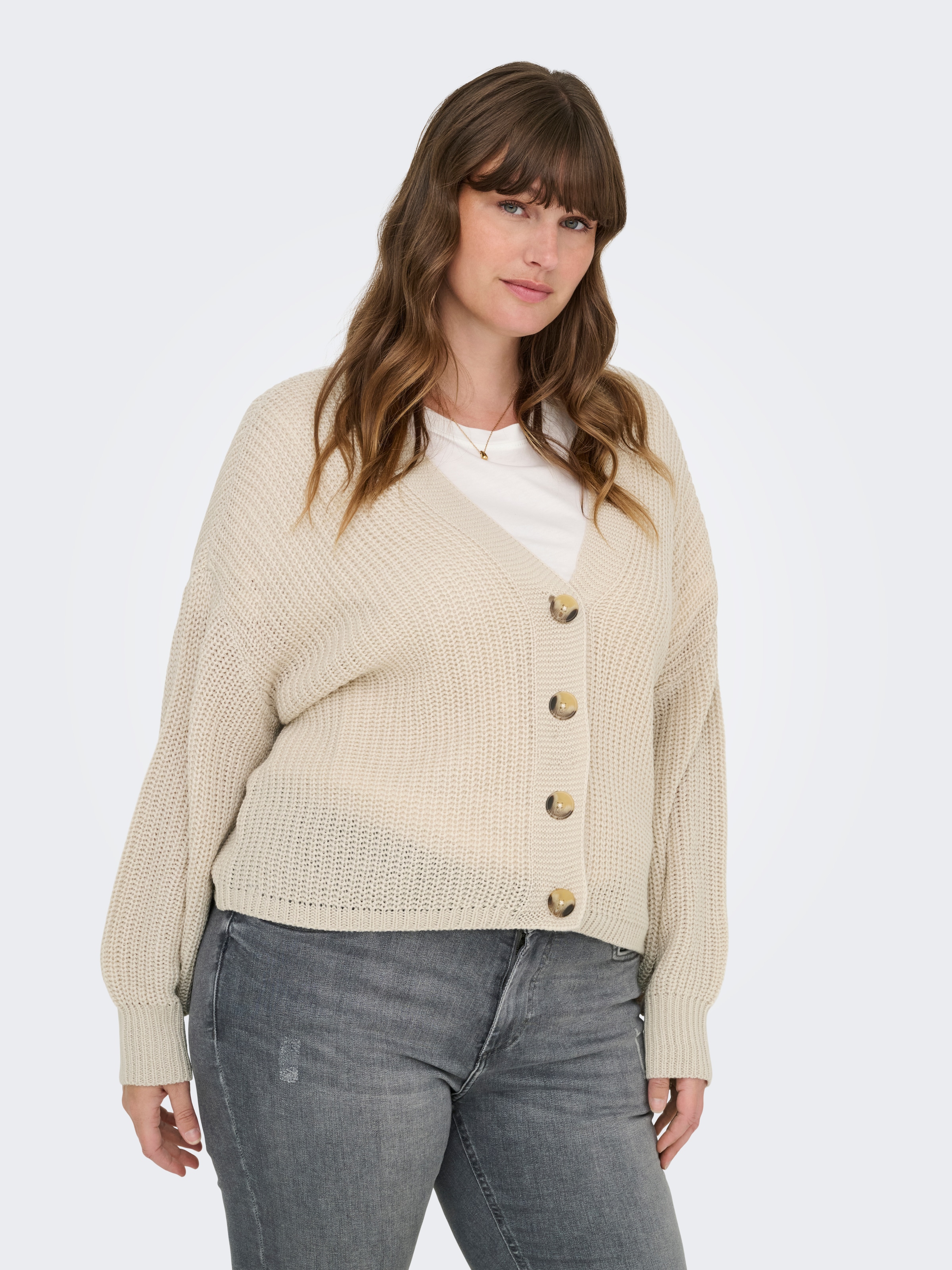 Only Carmakoma Strickjacke »CARCAROL NICE L/S CARDIGAN KNT NOOS« in grau, Größe M