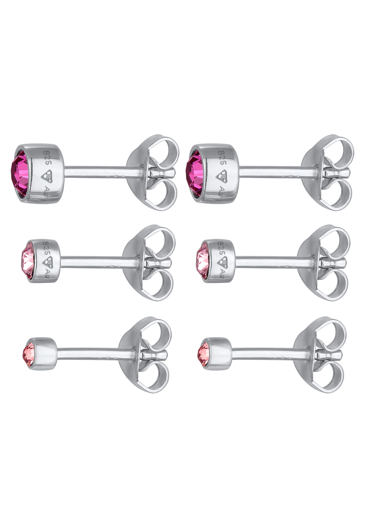 Elli Ohrstecker-Set »Ohrringe Stecker Set Kristalle Rosa 925 Silber«