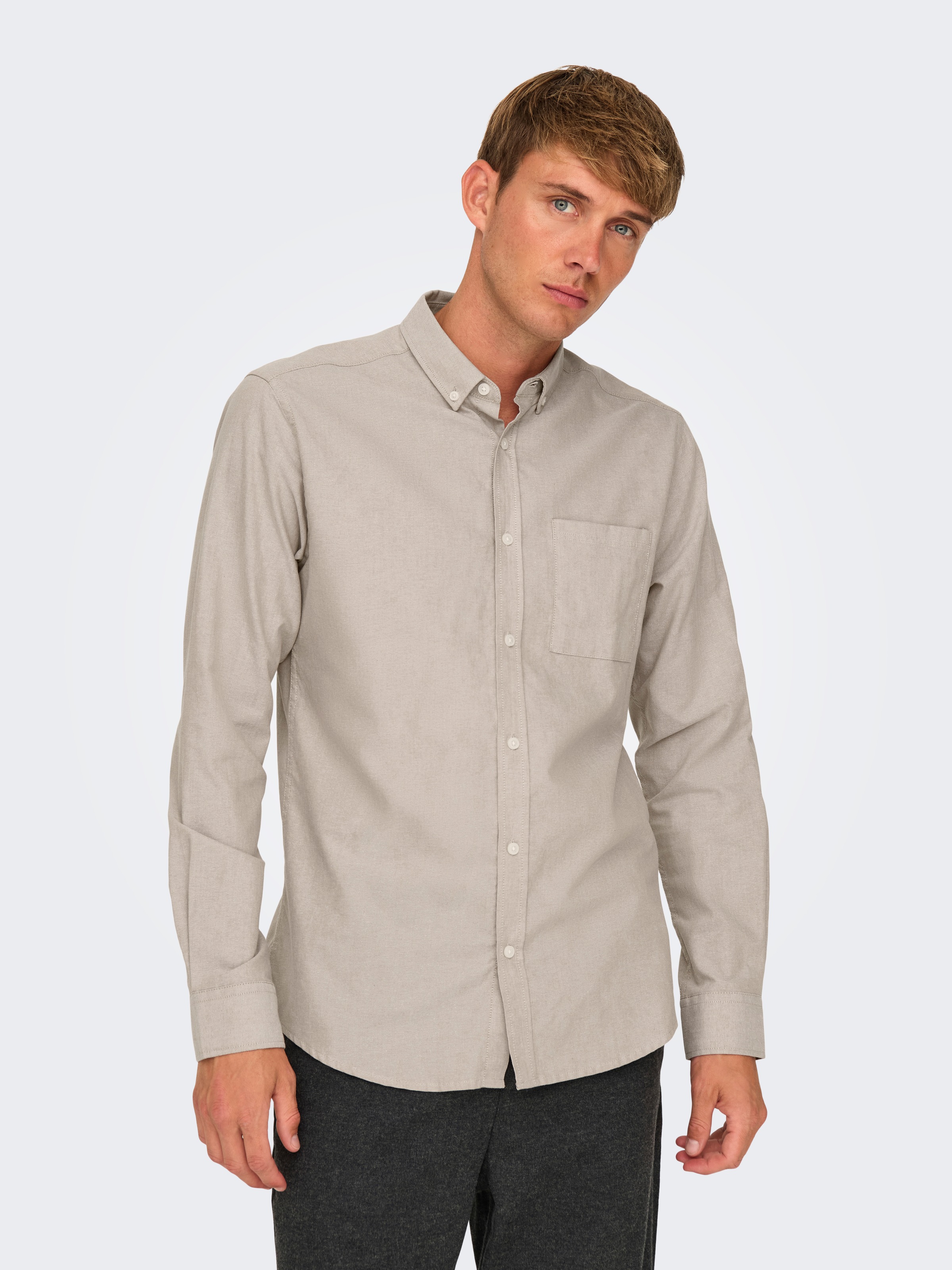 ONLY & SONS Langarmhemd »ONSALVARO SLIM LS OXFORD SHIRT NOOS«