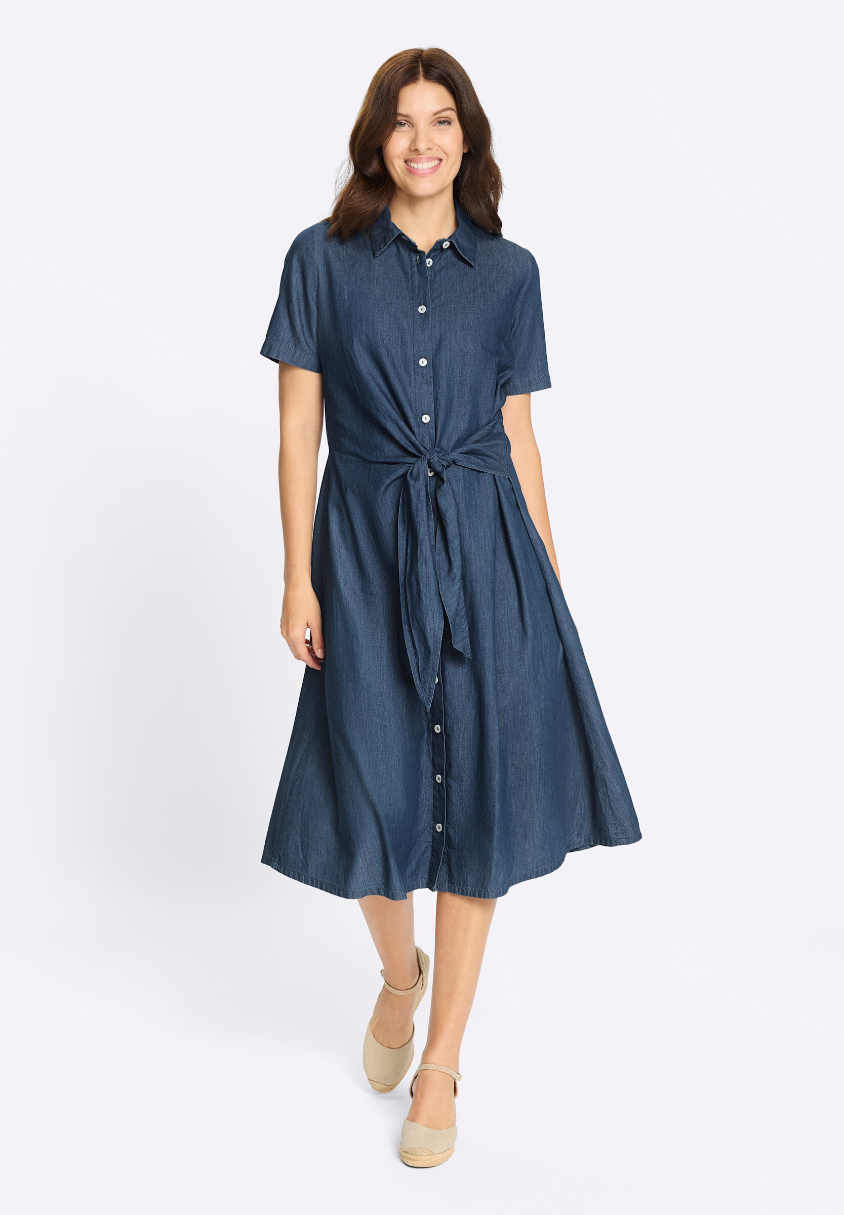 Sieh an! Jeanskleid »Jeans-Kleid Jeanskleid in Wickel-Optik« Ohne Taschen