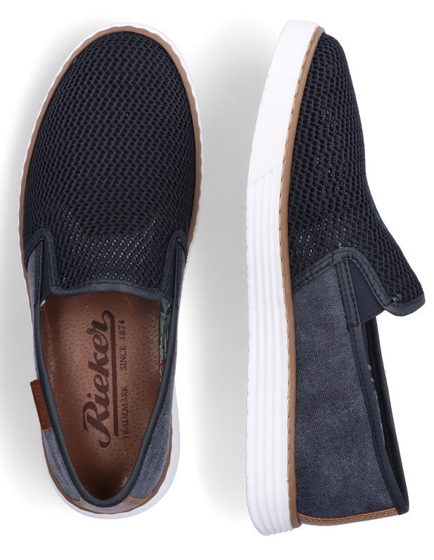 Rieker Slip-On Sneaker, Casual Slipper, Freizeitschuh mit gemustertem Innenfutter