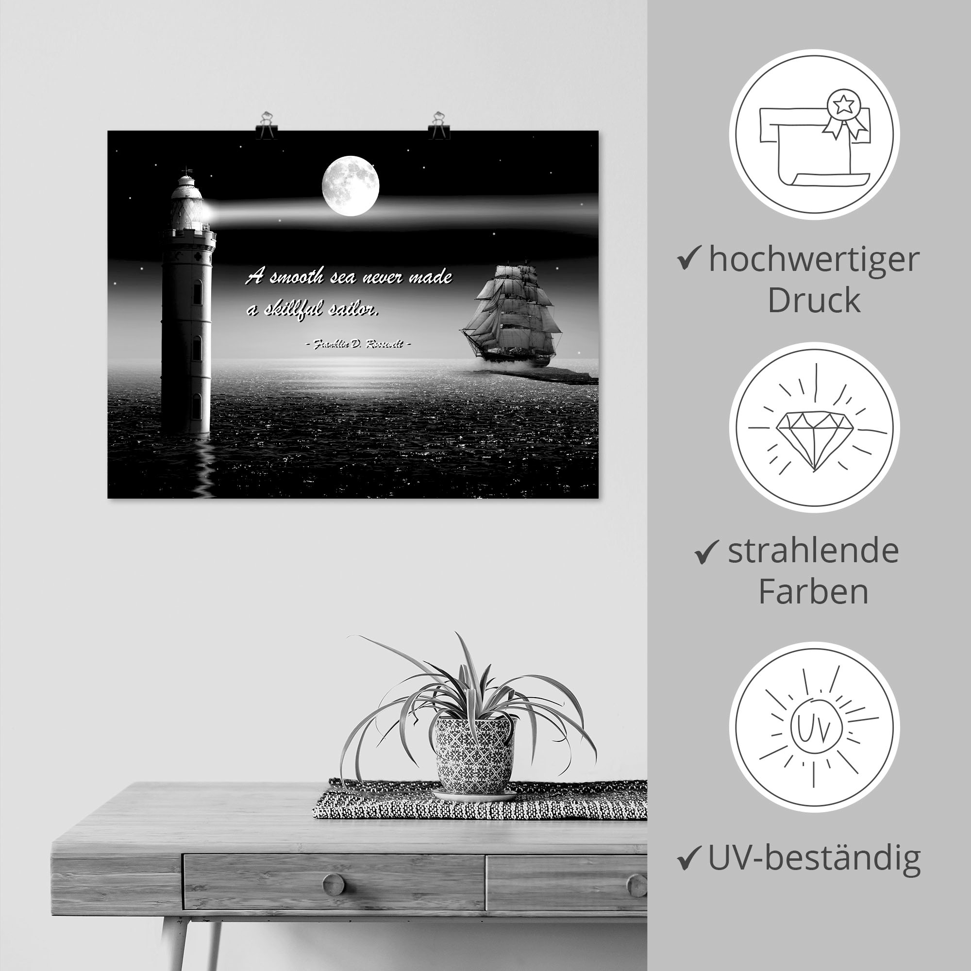 Artland Wandbild »Ein ruhiges Meer Seemann«, Boote & Schiffe, (1 St.), als Poster, Wandaufkleber in verschied. Größen