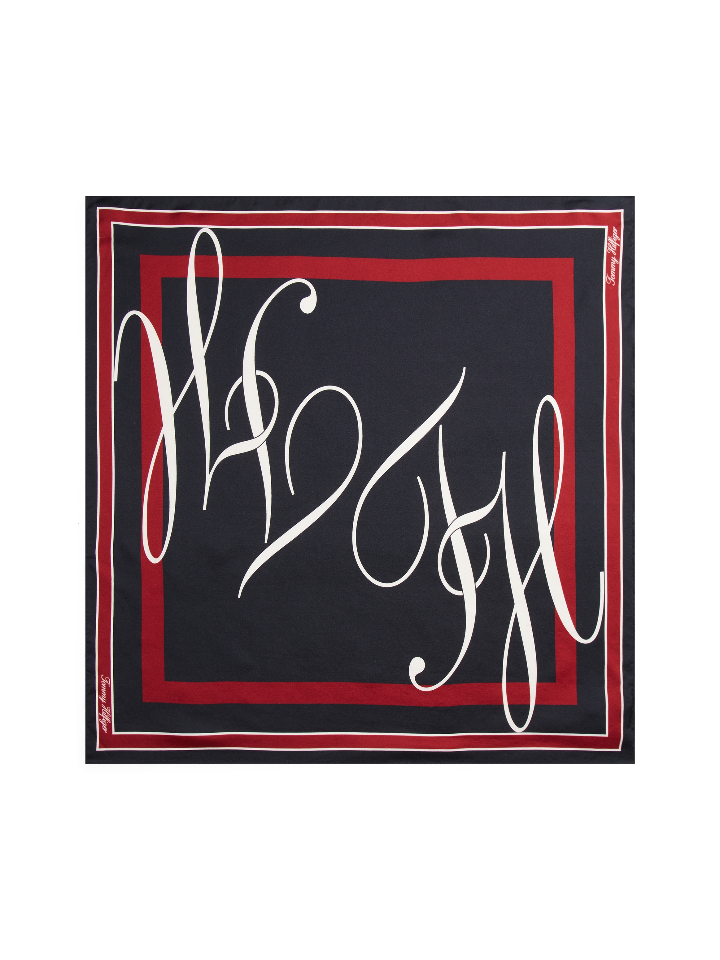 Tommy Hilfiger Halstuch »TH HERITAGE SCRIPT SILK SCARF«, quadratisch, aus reiner Seide mit Logo, Maße 50 xs0 cm