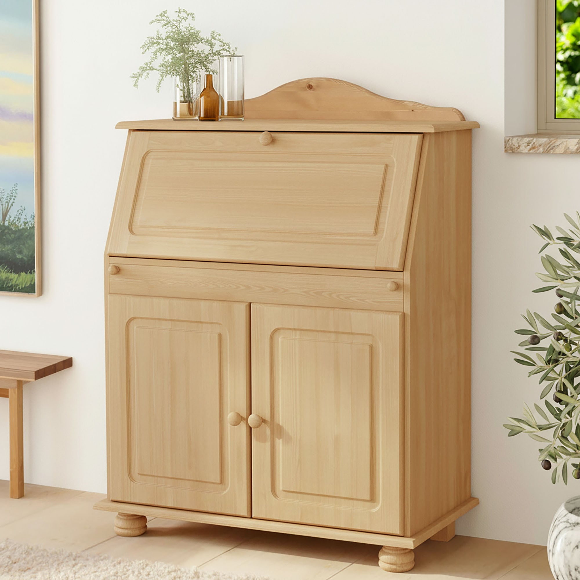 OTTO home Sekretär »Mette, Schreibtisch im Landhausstil,« aus Massivholz, Breite 82 cm