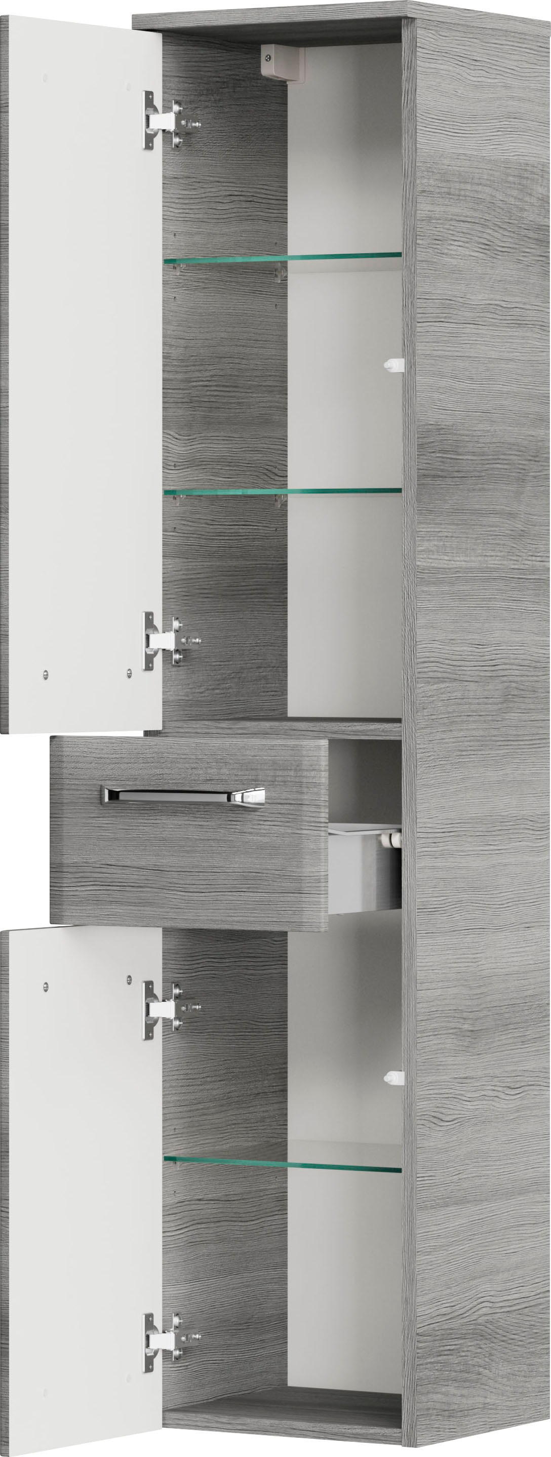 Saphir Badmöbel-Set »Quickset 5-teilig Glas-Waschtisch mit LED-Spiegelschrank, Bad-Set« 6 Stk. tlg.