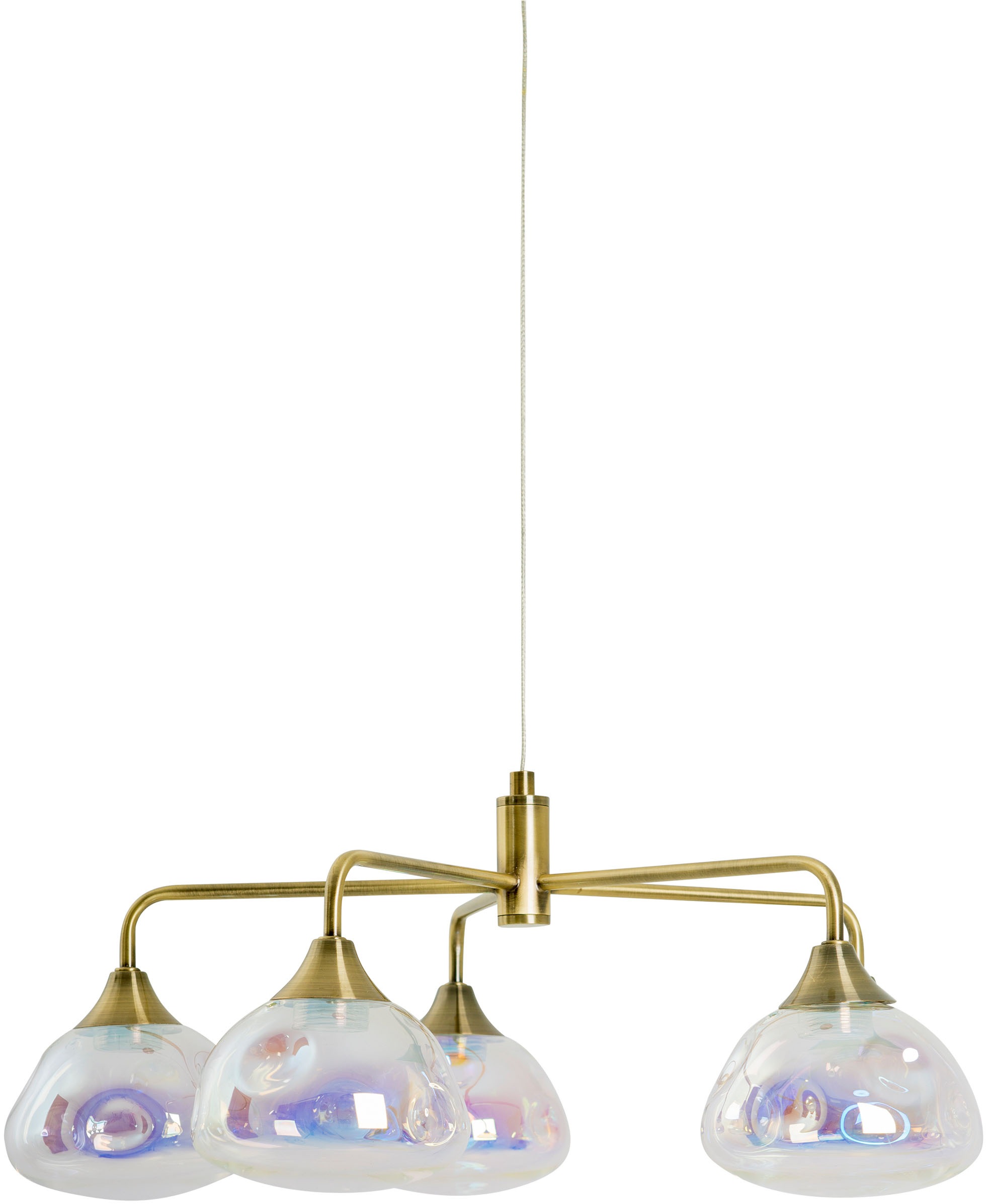 näve LED Pendelleuchte »Varna« LED-Modul 1 Stk. Warmweiß 5 flg., irisierende Gläser, Gestell messingfarben, warmweißes Licht