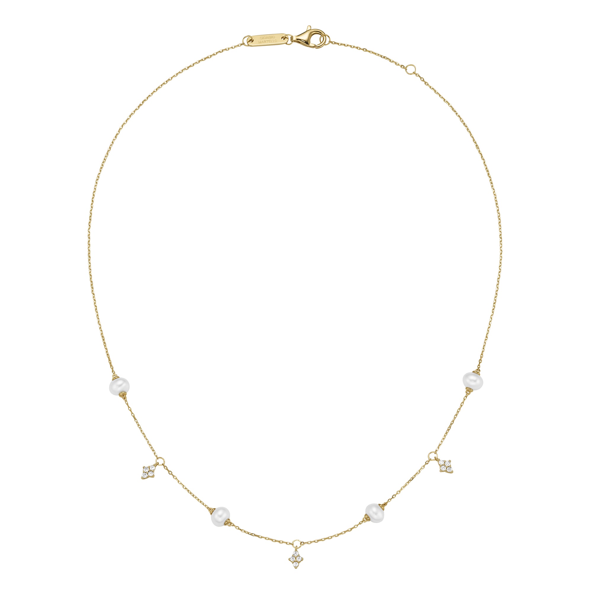 GIORGIO MARTELLO MILANO Collier »Collier Süßwasser-Perlen und Zirkonia, Silber 925«