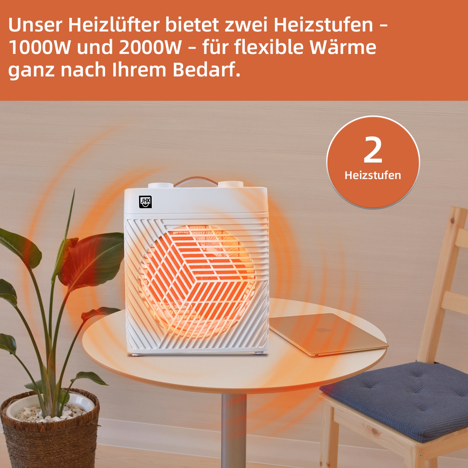 SHX Heizlüfter, 2000 W, Ledergriff, einfache Bedienung