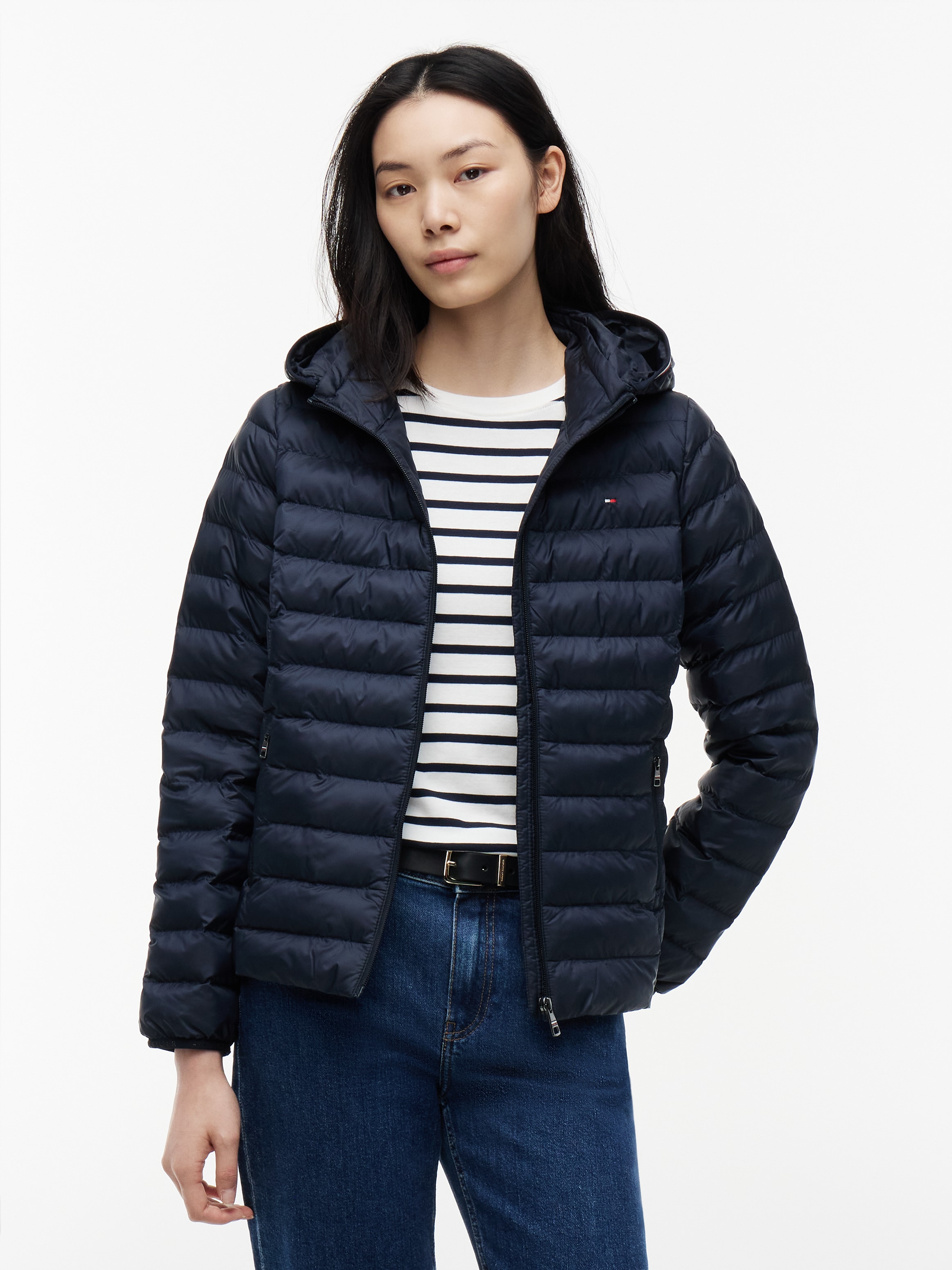 Tommy Hilfiger Steppjacke »LW PADDED GLOBAL STRIPE JACKET« Global Serie TH WOMEN,  mit Kapuze sportive Kapuze mit Global Stripe