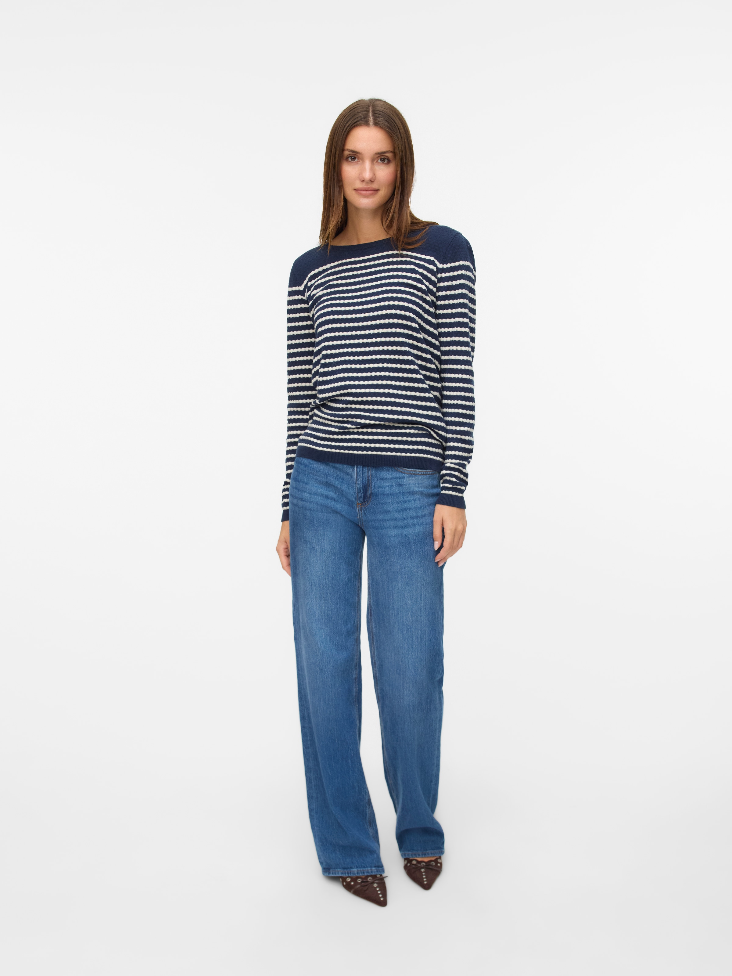 Vero Moda Rundhalspullover »VMCARE STRUCTURE LS O-NECK BLOU NOOS«, mit Strukturmuster
