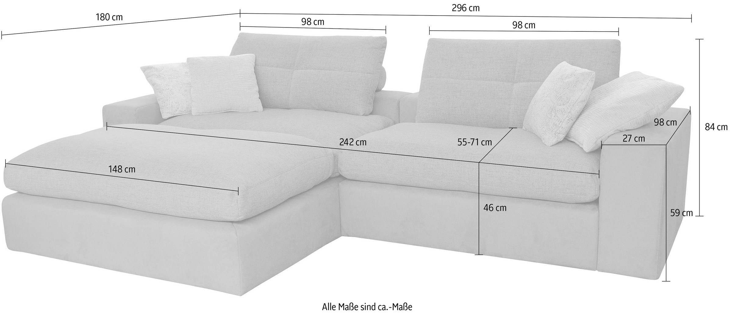 alina Ecksofa »Sandy« mit losen Sitz- und Rückenkissen