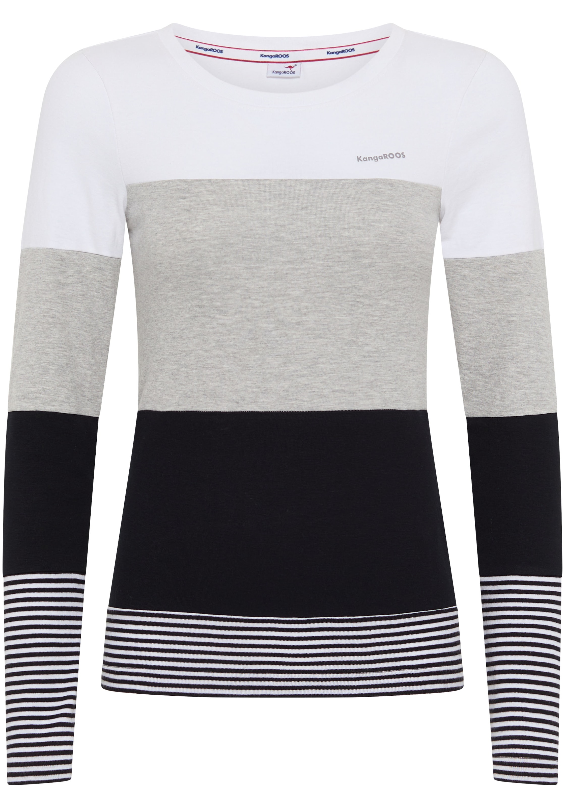 KangaROOS Longsleeve, mit Langarm, figurbetonte Passform, Colourblocking-Optik