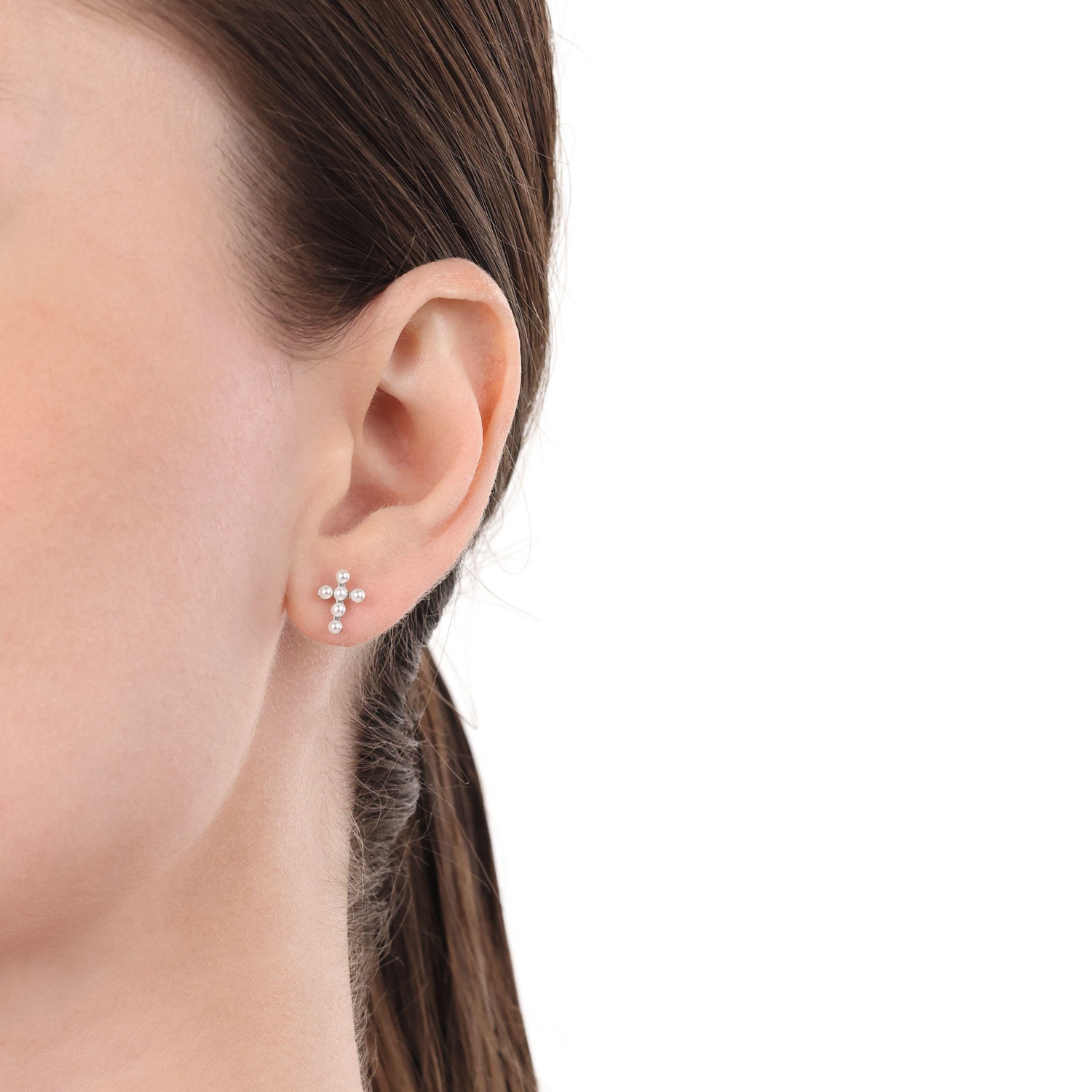 Amor Paar Ohrstecker »Schmuck Geschenk, Kreuz« mit Wachsperle