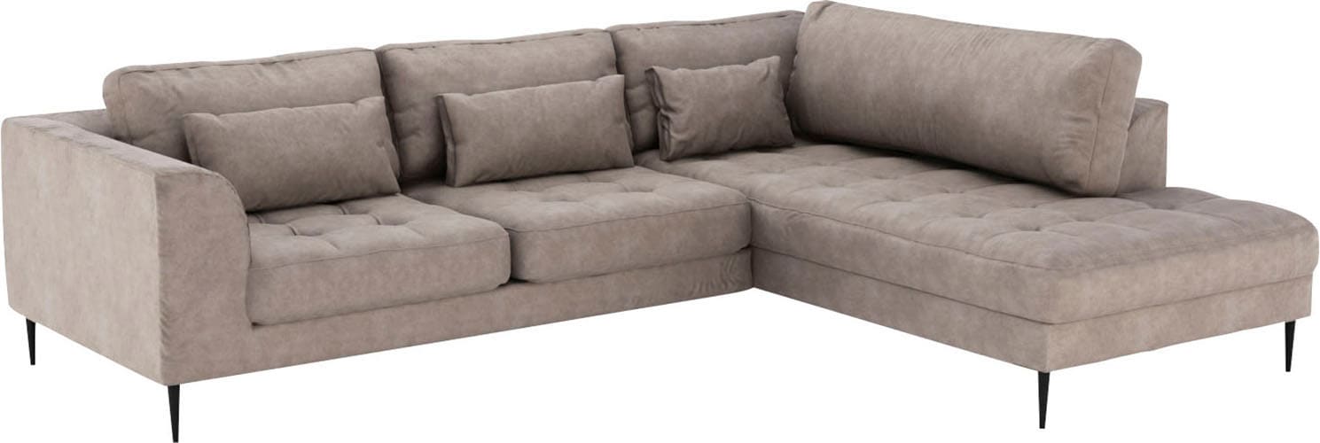 TRENDMANUFAKTUR Ecksofa »Luzi, wahlweise mit Schlaffunktion und Bettkasten, gemütlich, L-Form«, Designsofa mit Ottomane, Metallfüße schwarz, Breite 264 cm