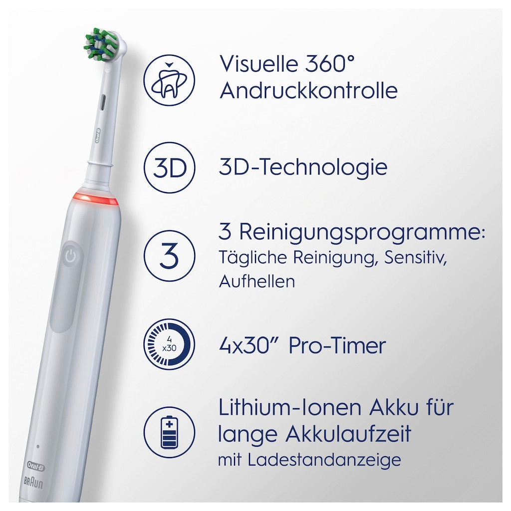 Oral-B Elektrische Zahnbürste »3 3000«, 2 St. Aufsteckbürsten