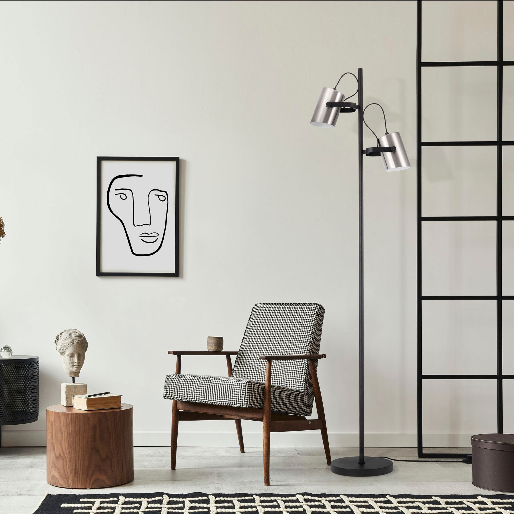 Paco Home Stehlampe »KARL«, 2 flammig, Leuchtmittel E27 | ohne Leuchtmittel, mit kompatiblen Dimmer und Leuchtmittel