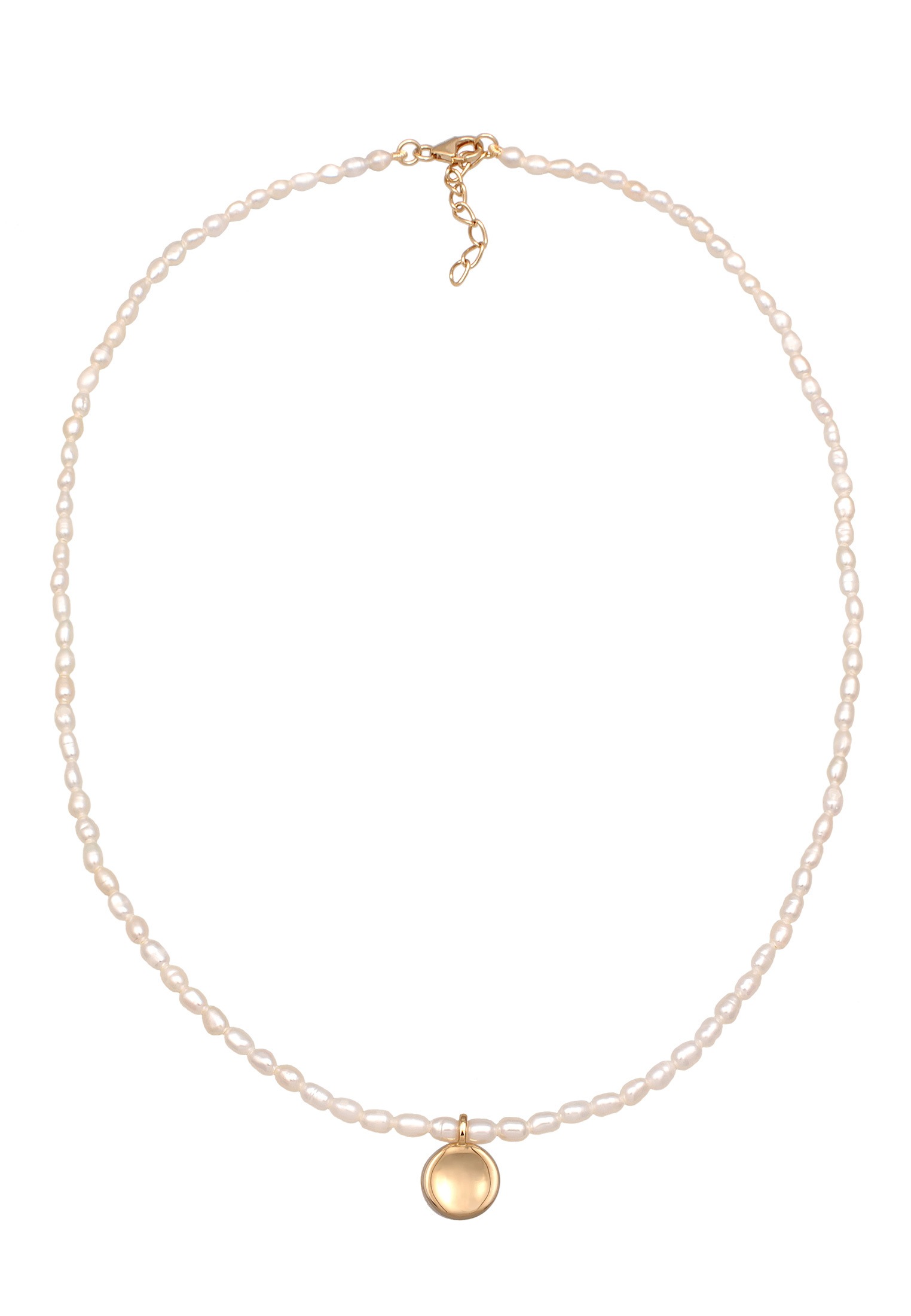 Elli Premium Silberkette »Halskette Süßwasserperlen Coin Plättchen 925 Silber«