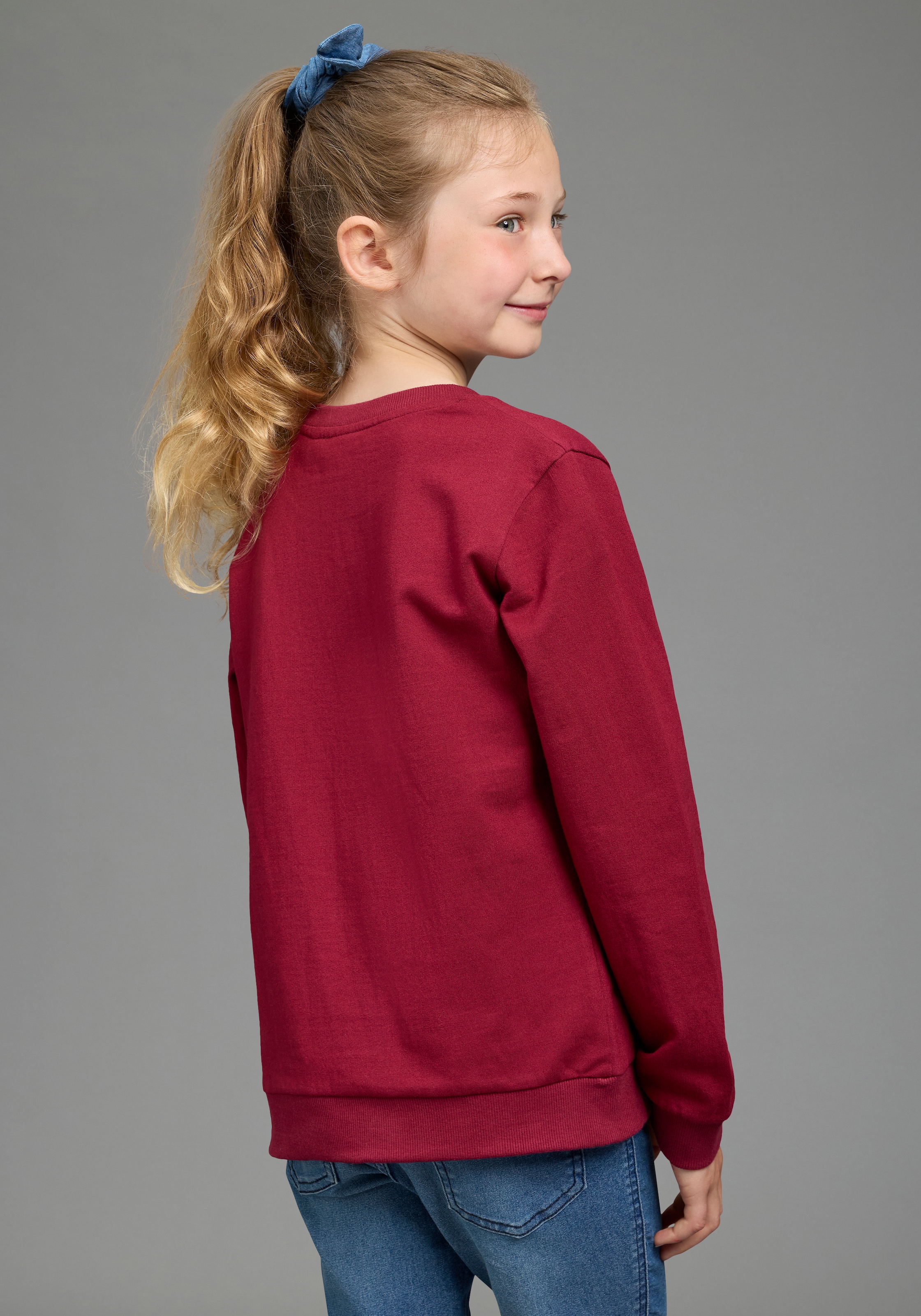 KIDSWORLD Sweatshirt »STITCH Glitzerprint Sweatshirt, Disney«, mit Rundhalsausschnitt, mit Rippbündchen, hüftbedeckende Länge
